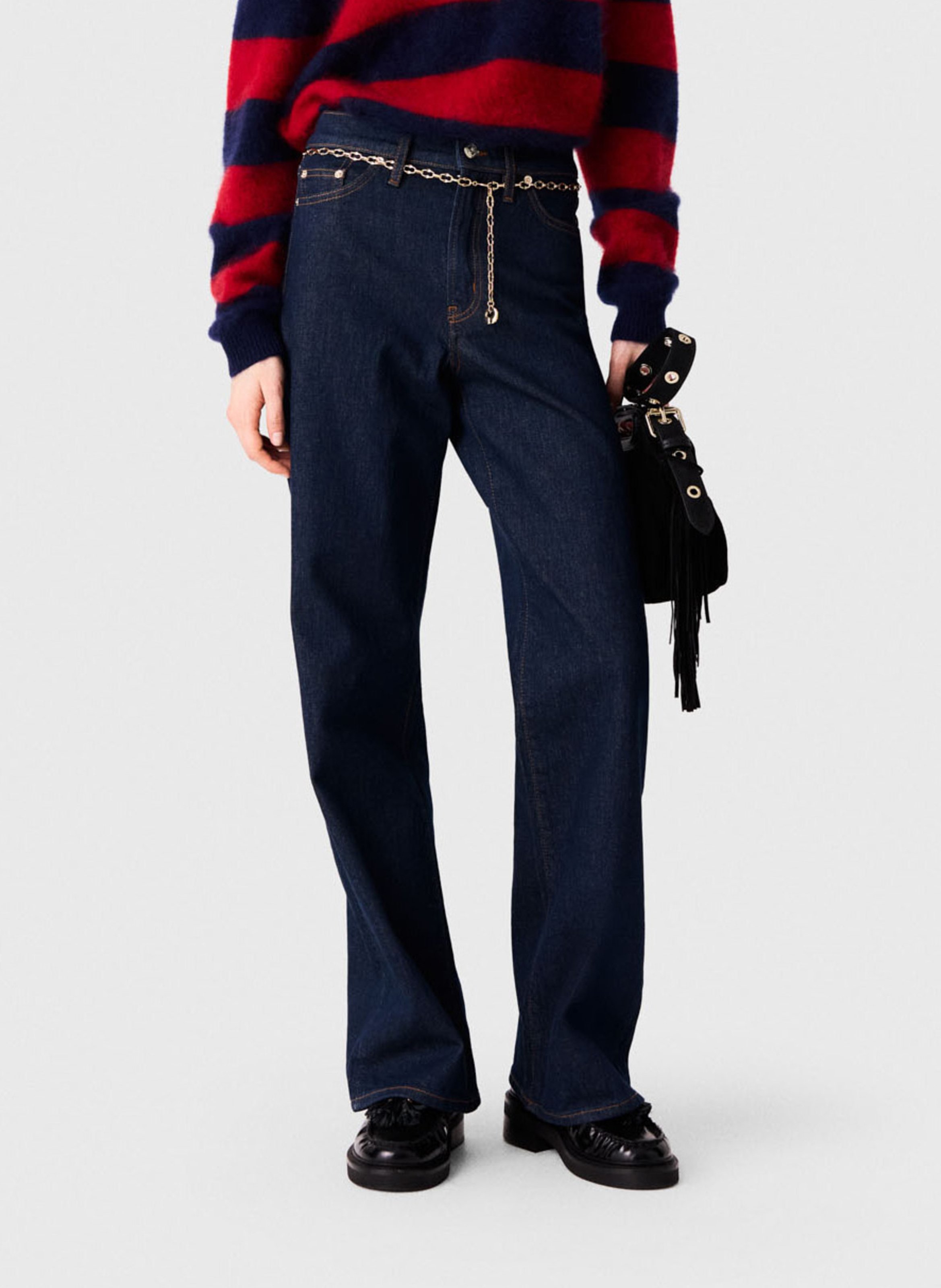 Cotton-blend straight-leg jeans MAJE Blue