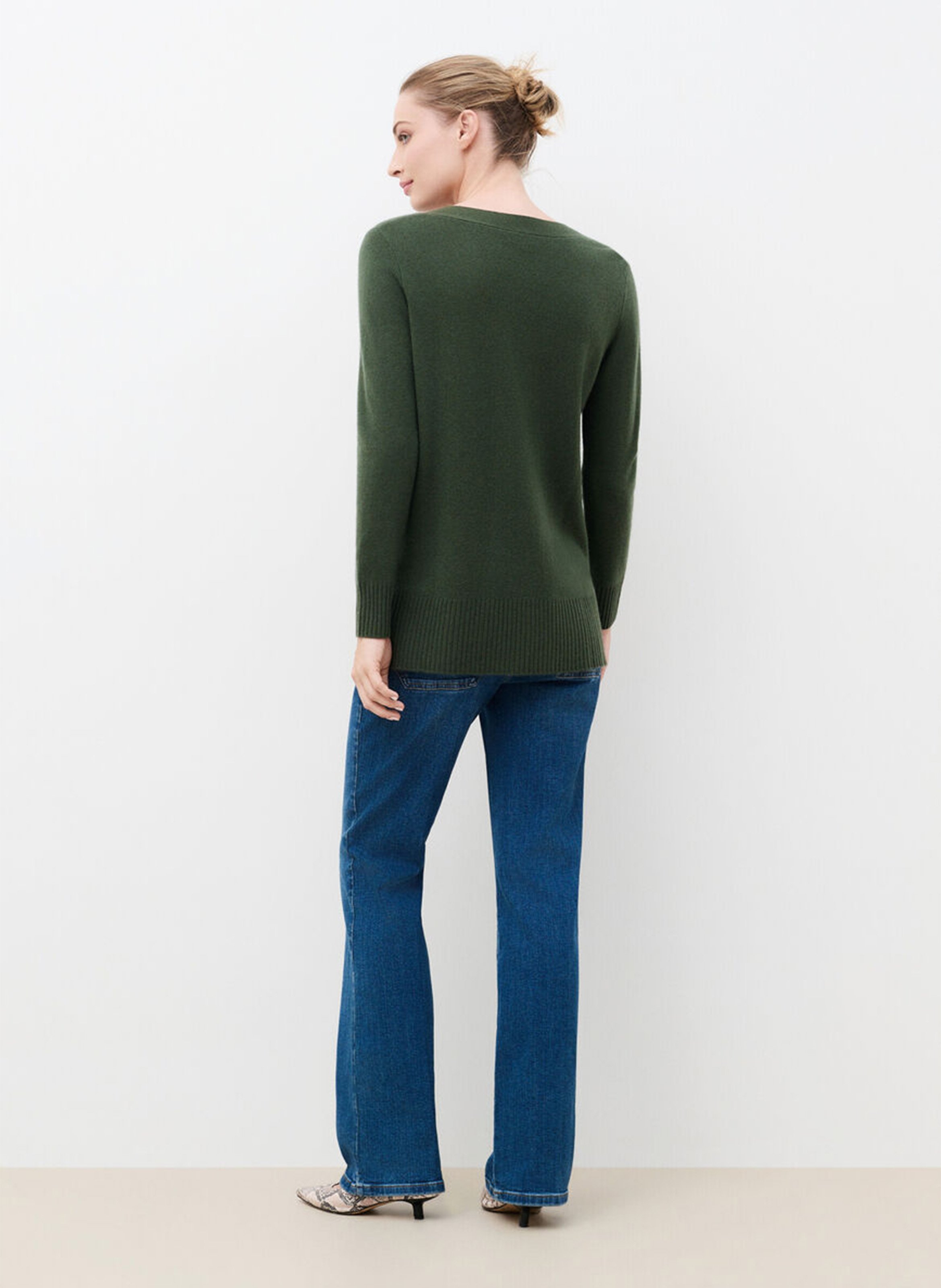 Pull col V en cachemire  CAROLL Vert