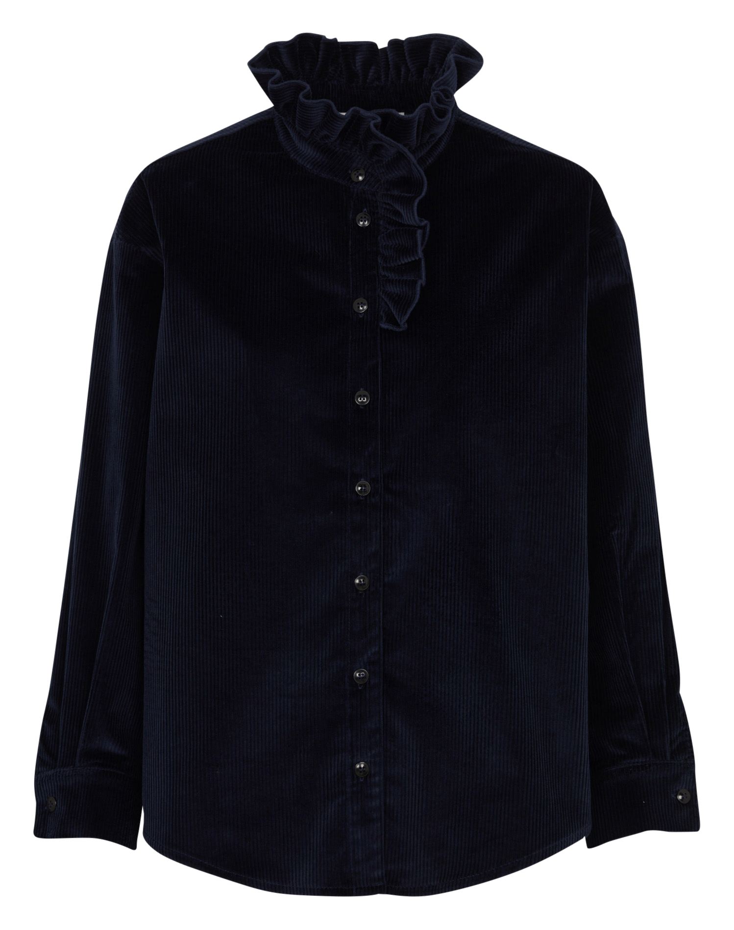 Loose-fitting cotton-blend shirt with high collar SUZIE WINKLE Blue