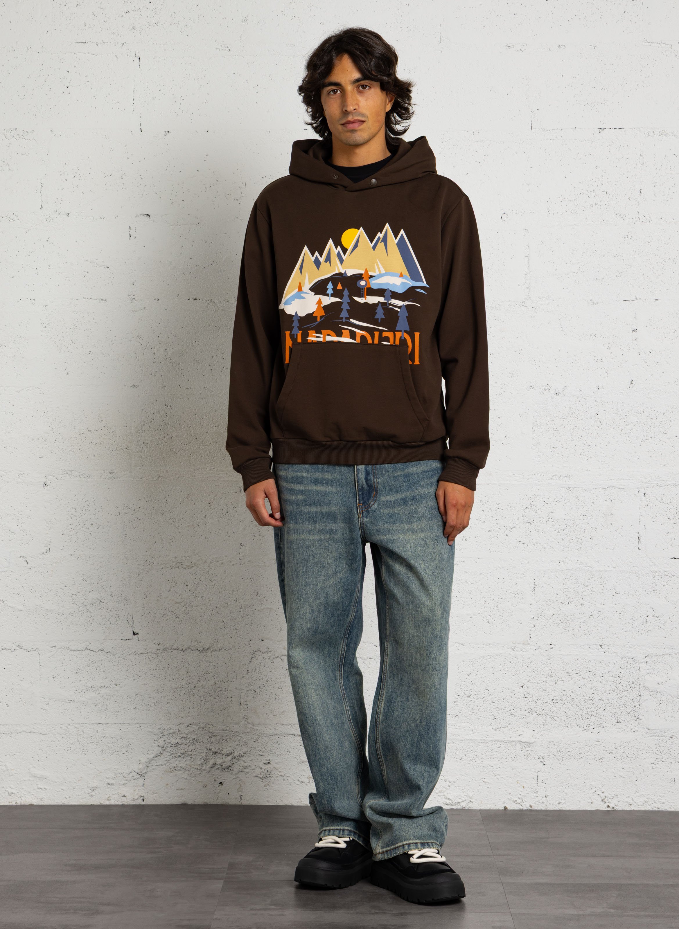 Screen-printed cotton-blend hoodie NAPAPIJRI Brown