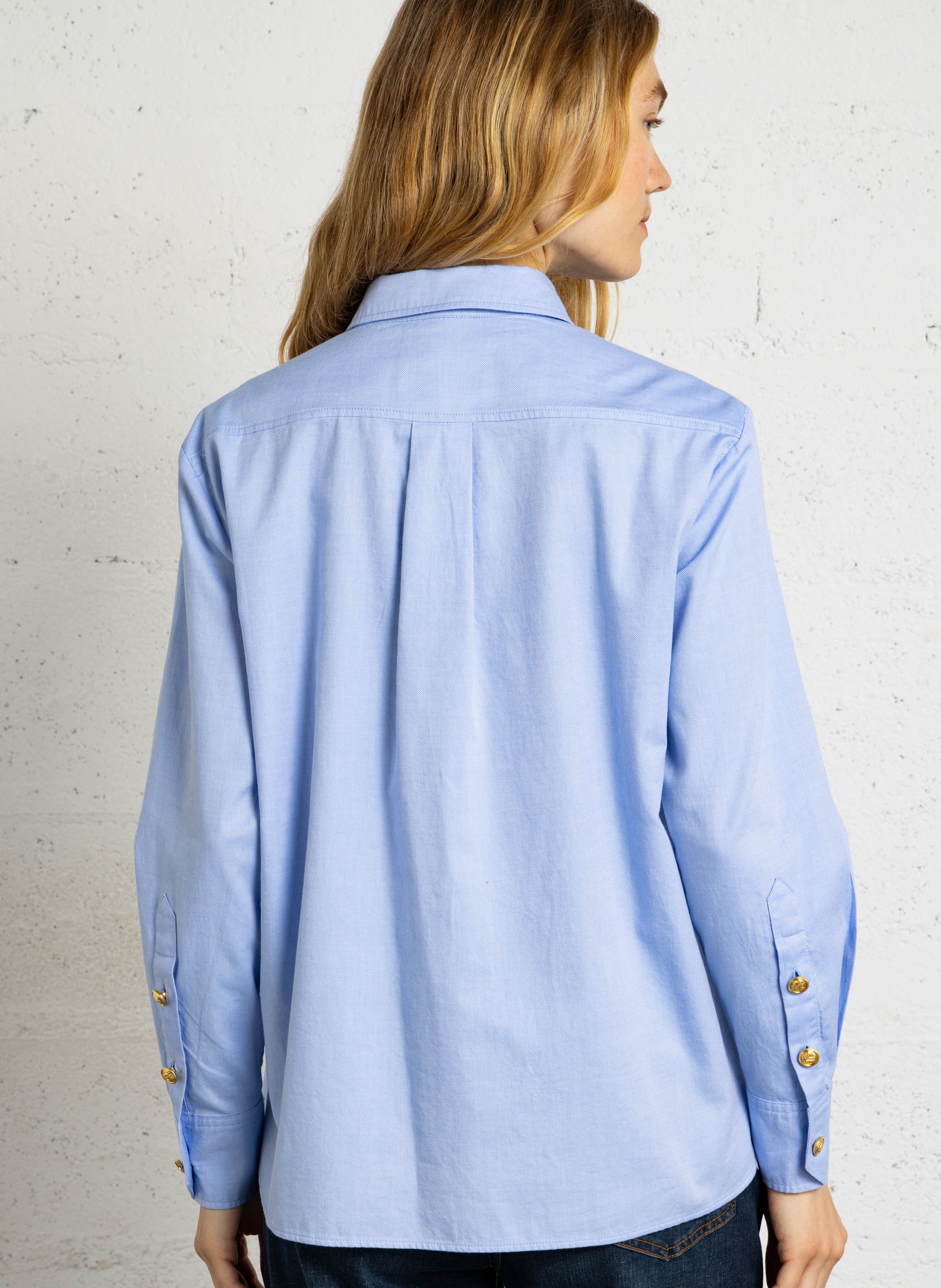 Chemise droit col classique en coton MAISON 123 Bleu