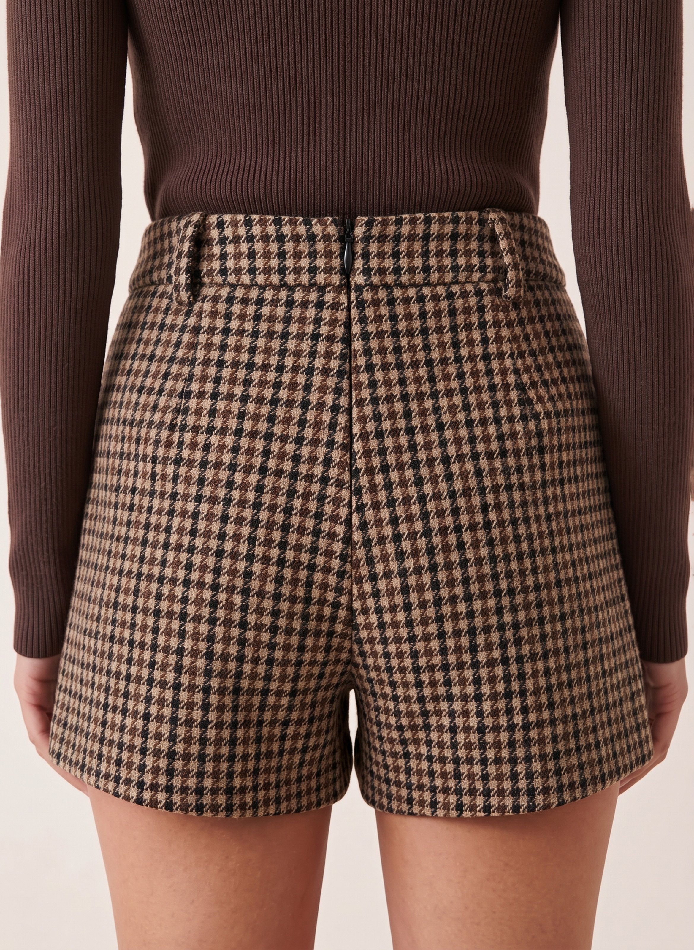 Short houndstooth coat KOOKAI Brown