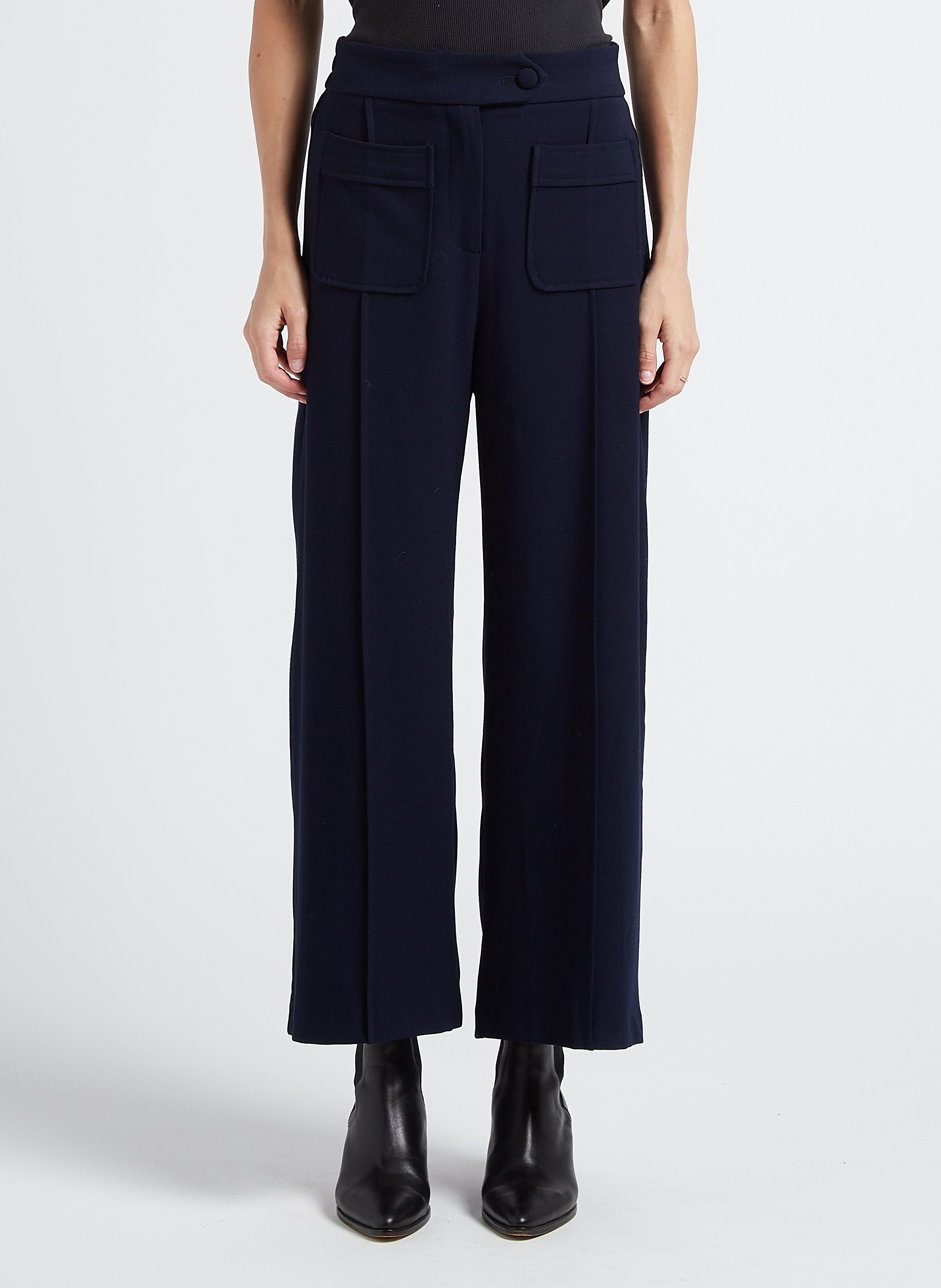 Pantalon bleu nuit femme hot sale