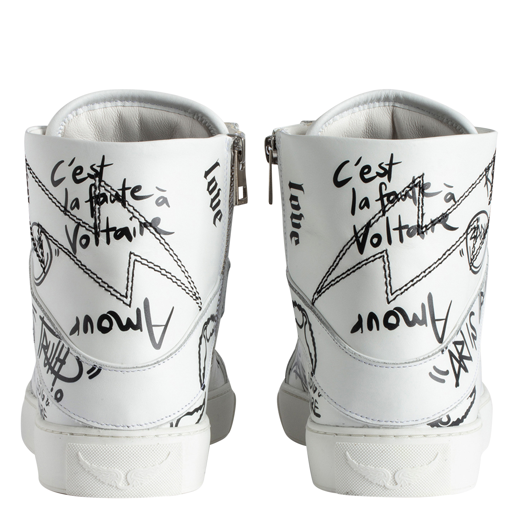 Leather high-top graffiti sneakers ZADIG&VOLTAIRE White