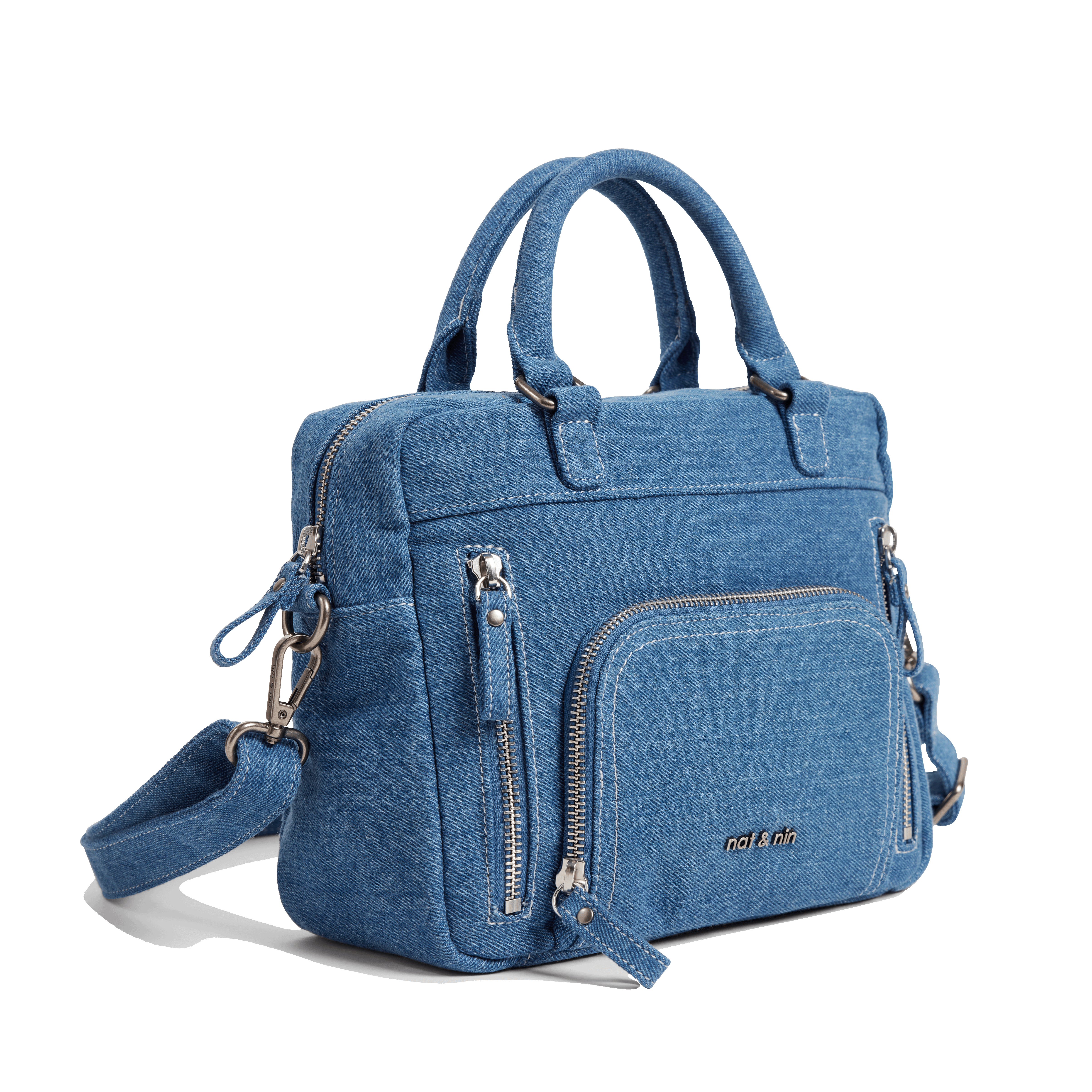 Sac à main jean en coton NAT & NIN Bleu