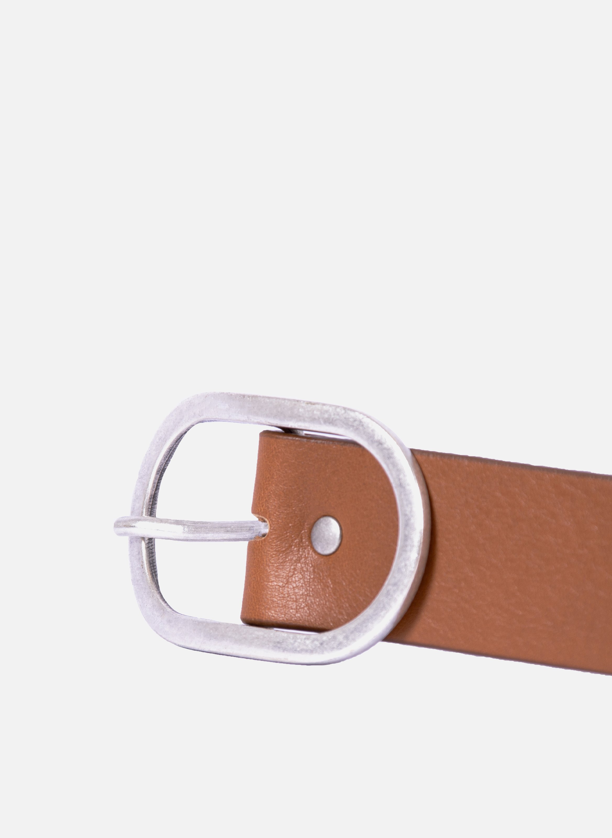 Wide studded leather belt JULES & JENN Brown