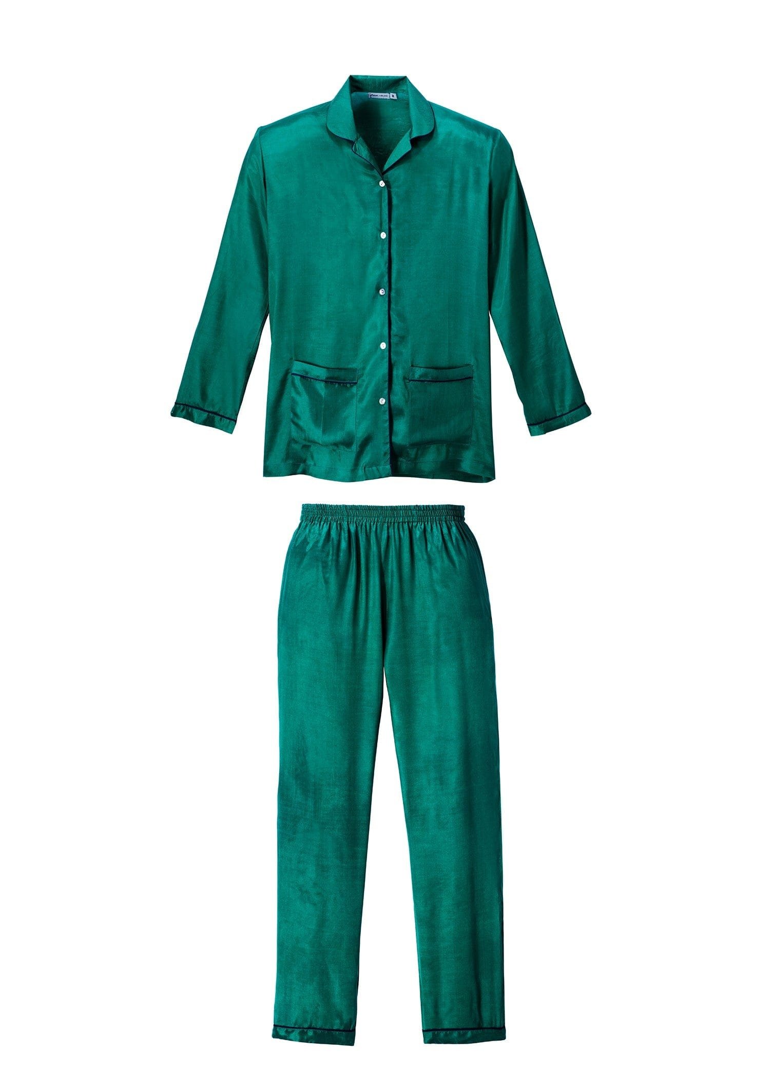 Pyjama coton et soie GERMAINE DES PRES Vert