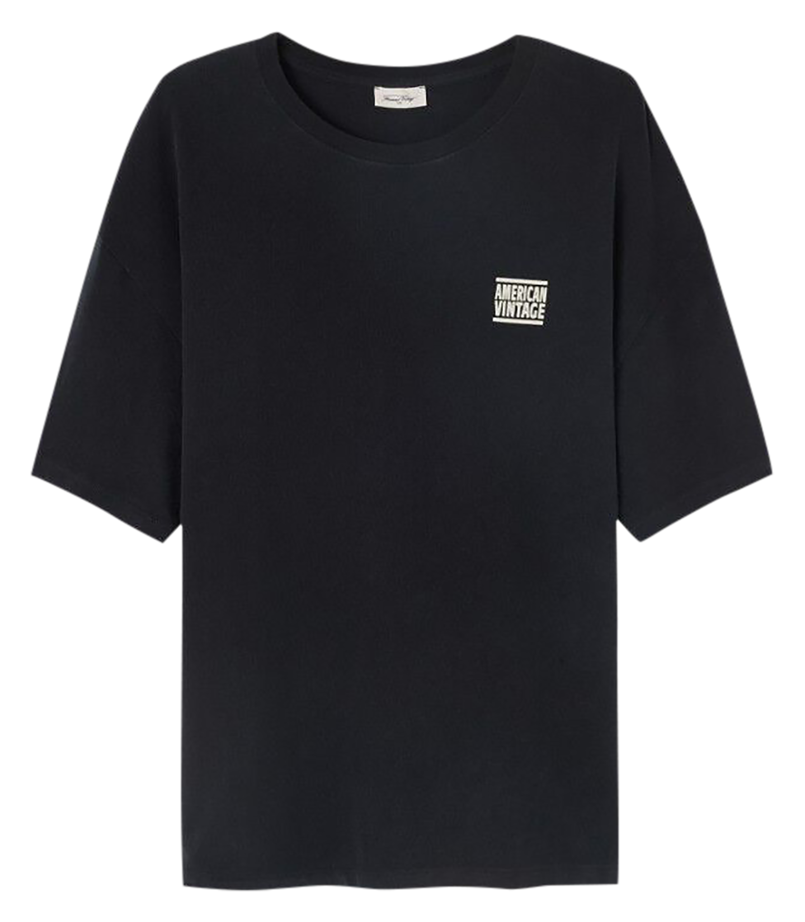 Tee-shirt droit col rond sérigraphié en coton AMERICAN VINTAGE Noir