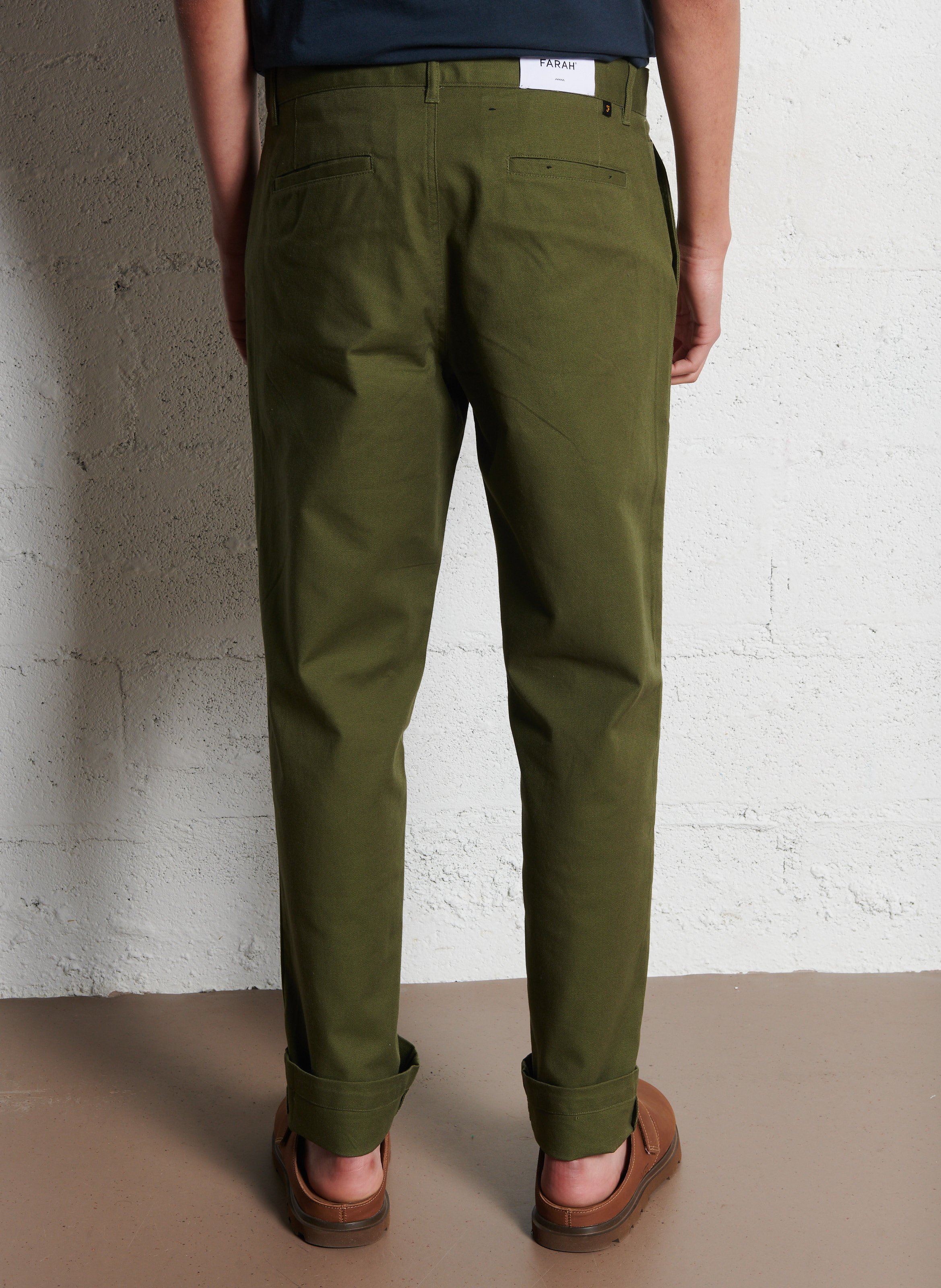 Slim-fit cotton cargo pants FARAH Green