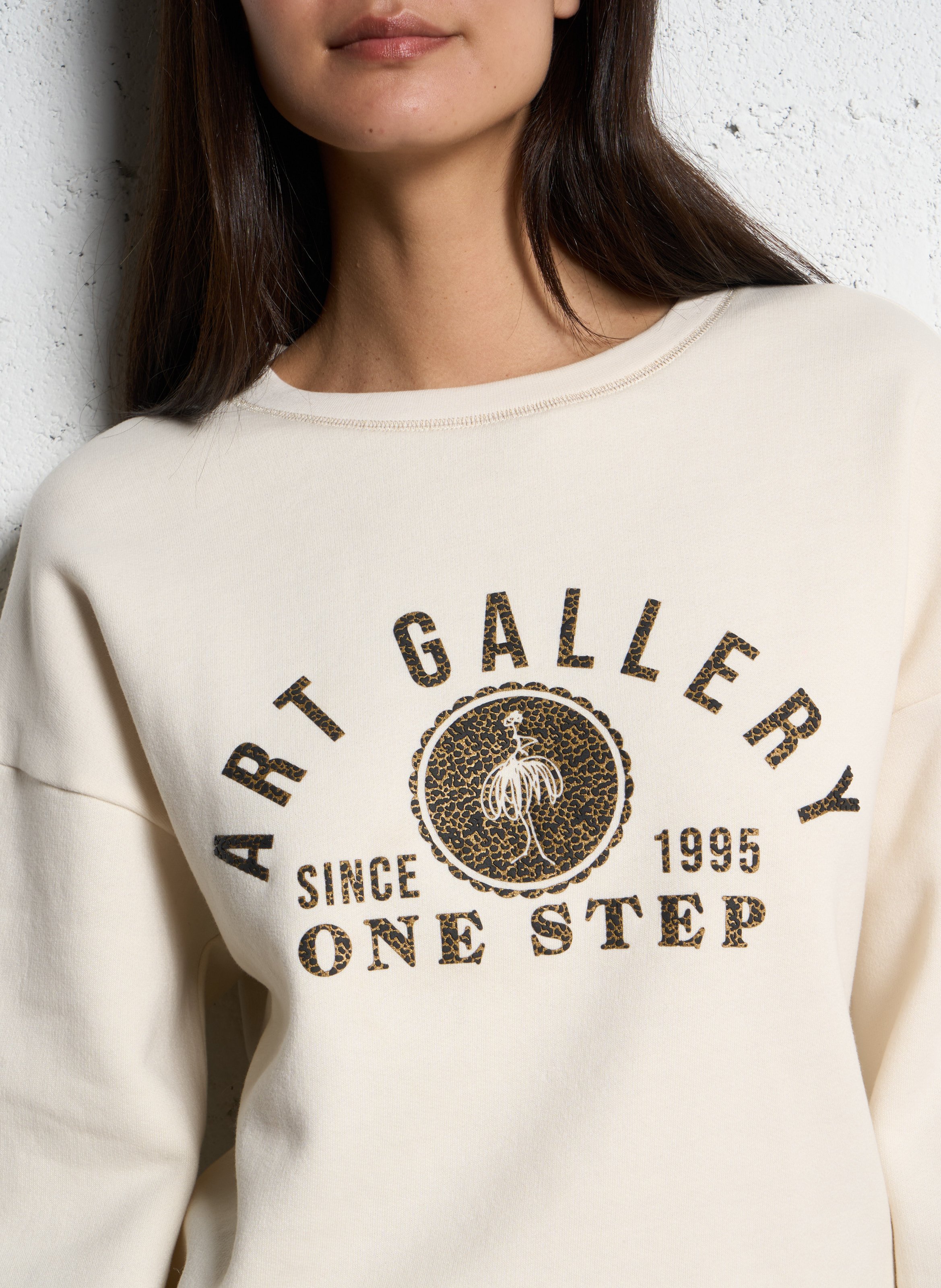 Rechte sweatshirt van molton ONE STEP Wit