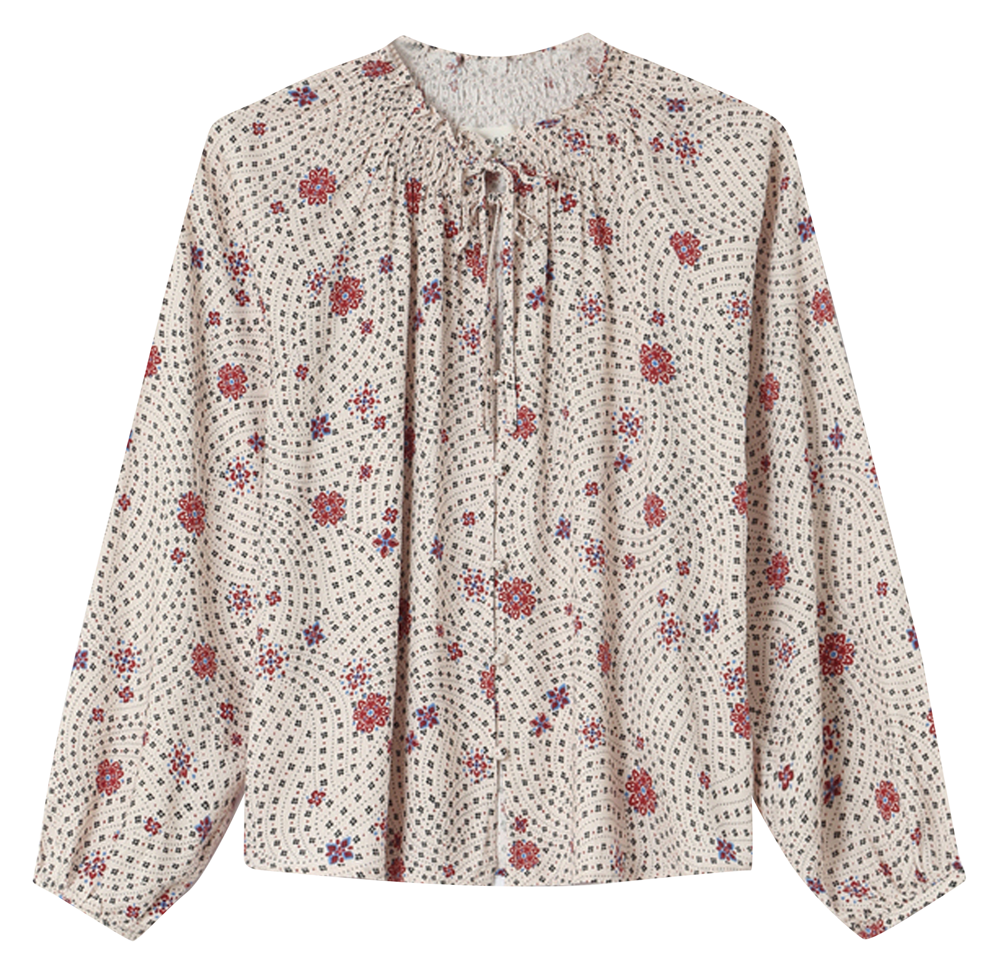 blouse droite col rond imprimée GRACE ET MILA Blanc