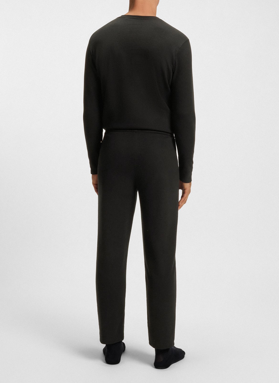 Solid straight-leg trousers with logo BOSS Black