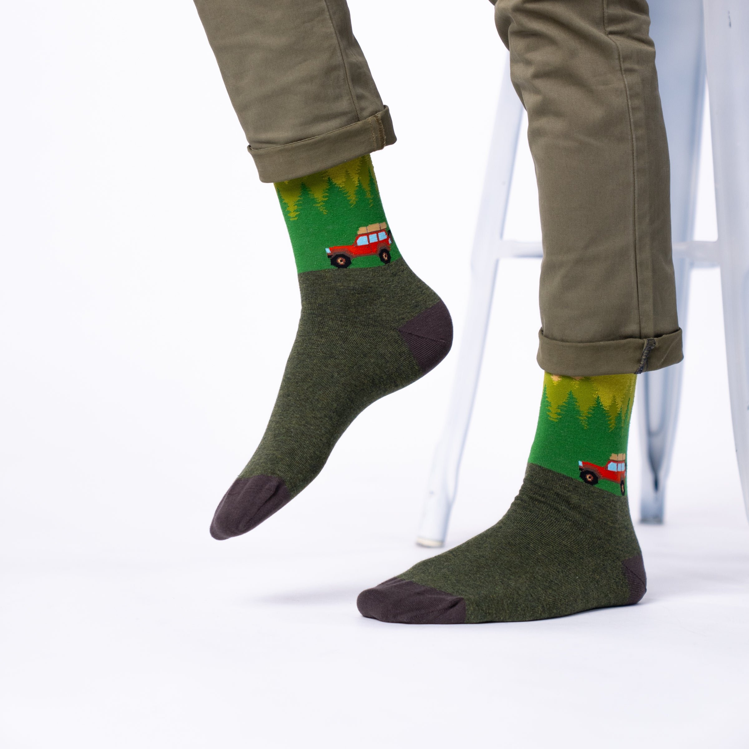 Combed cotton socks with patterns BILLYBELT Khaki