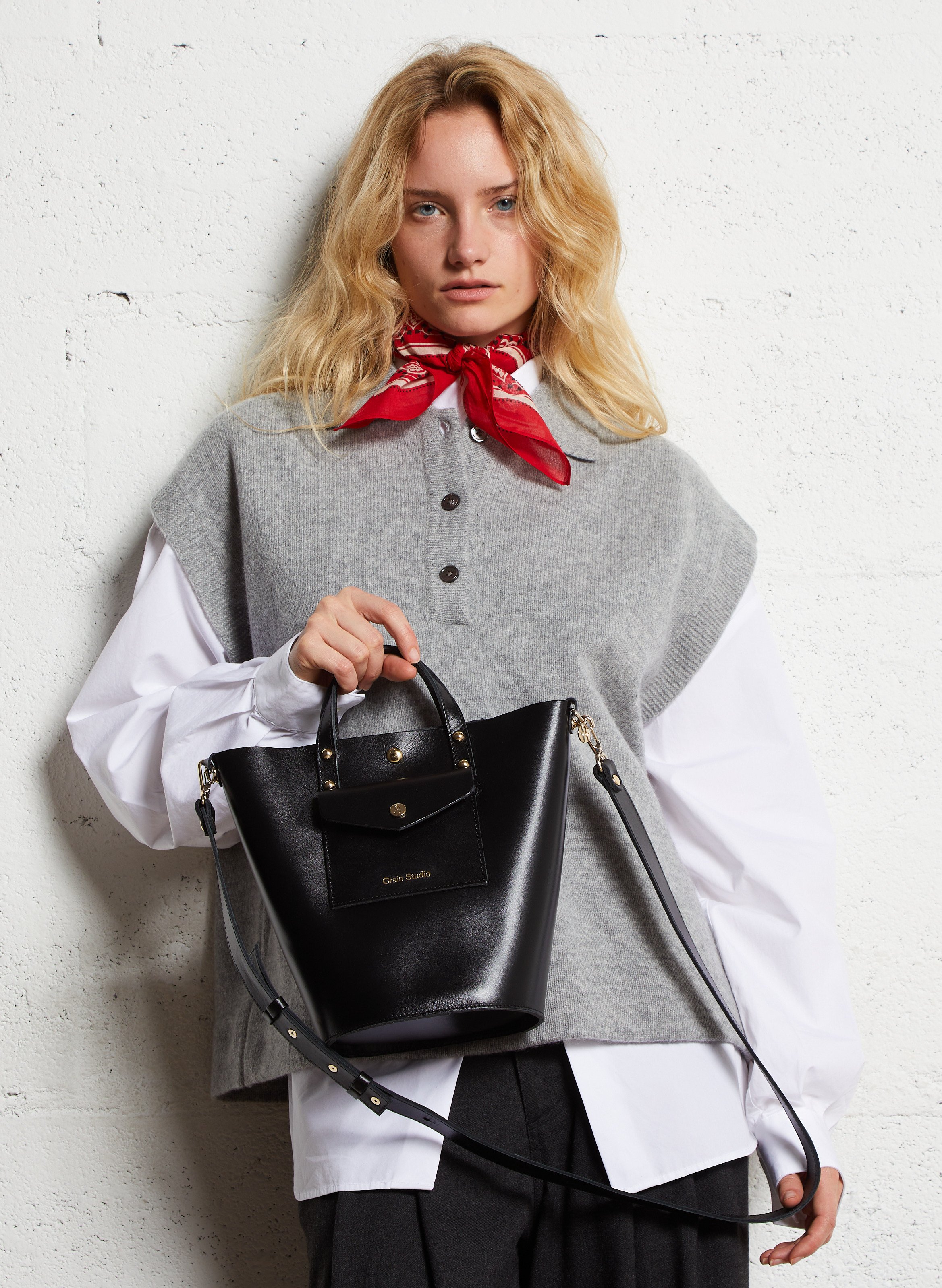 Sac bandoulière en cuir CRAIE STUDIO Noir