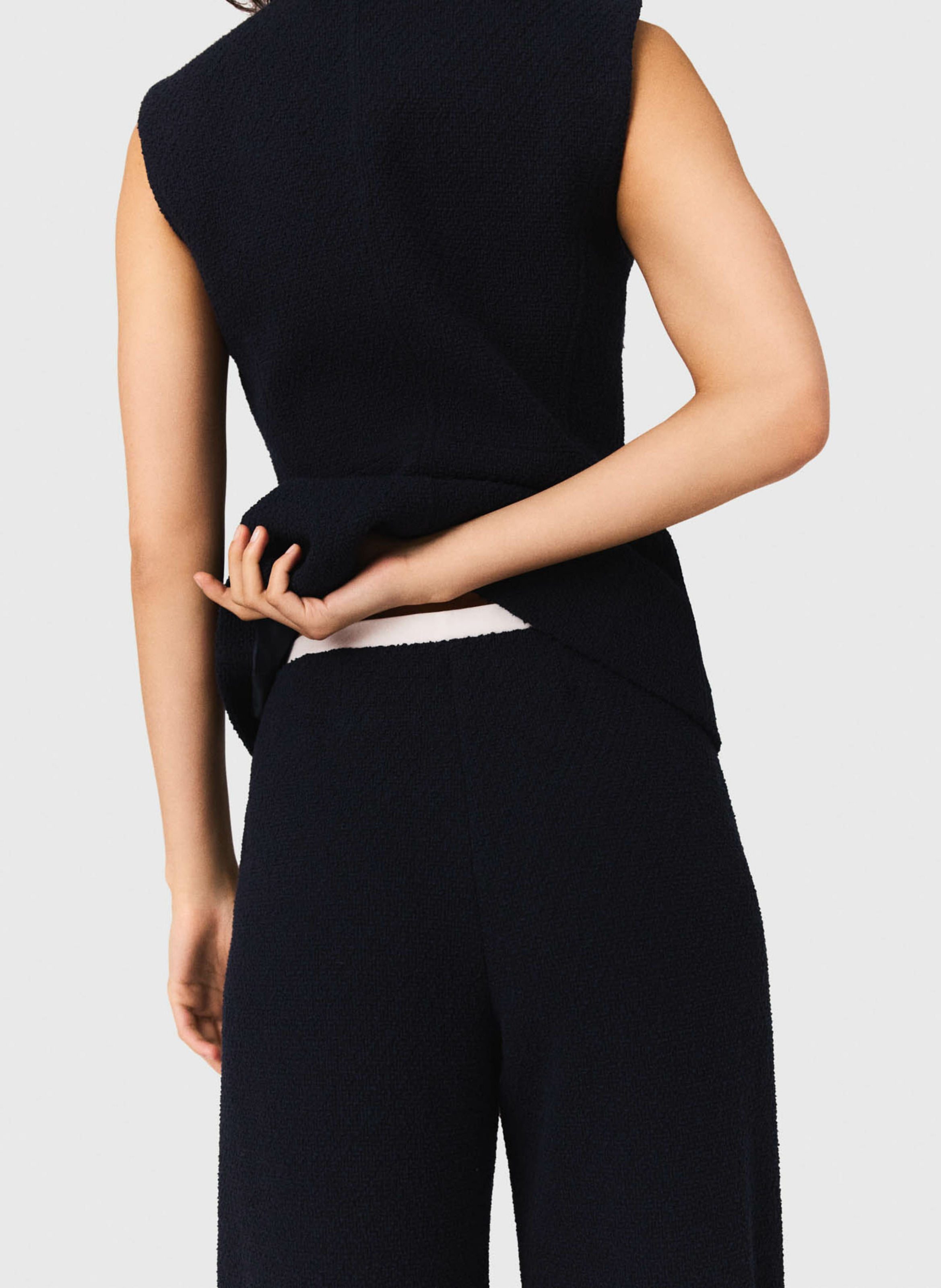 Wide leg solid tweed pants MAJE Blue