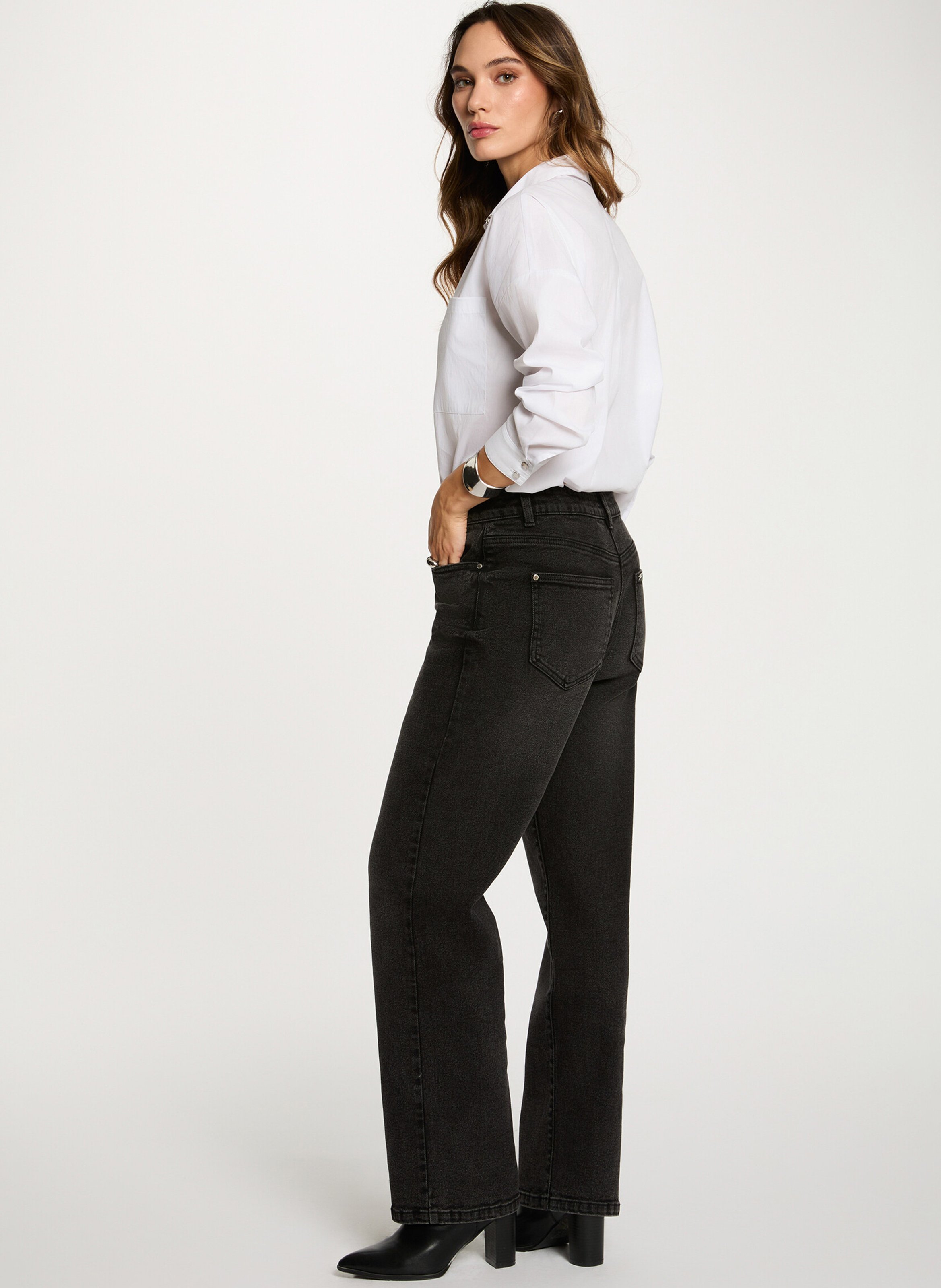 Blouse met klassieke kraag - katoenblend MORGAN Wit