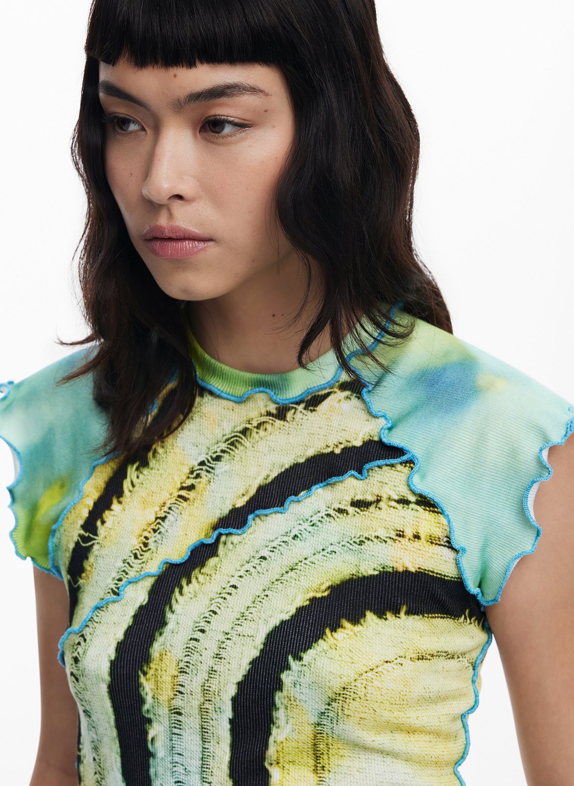 Top imprimé col rond DESIGUAL Vert