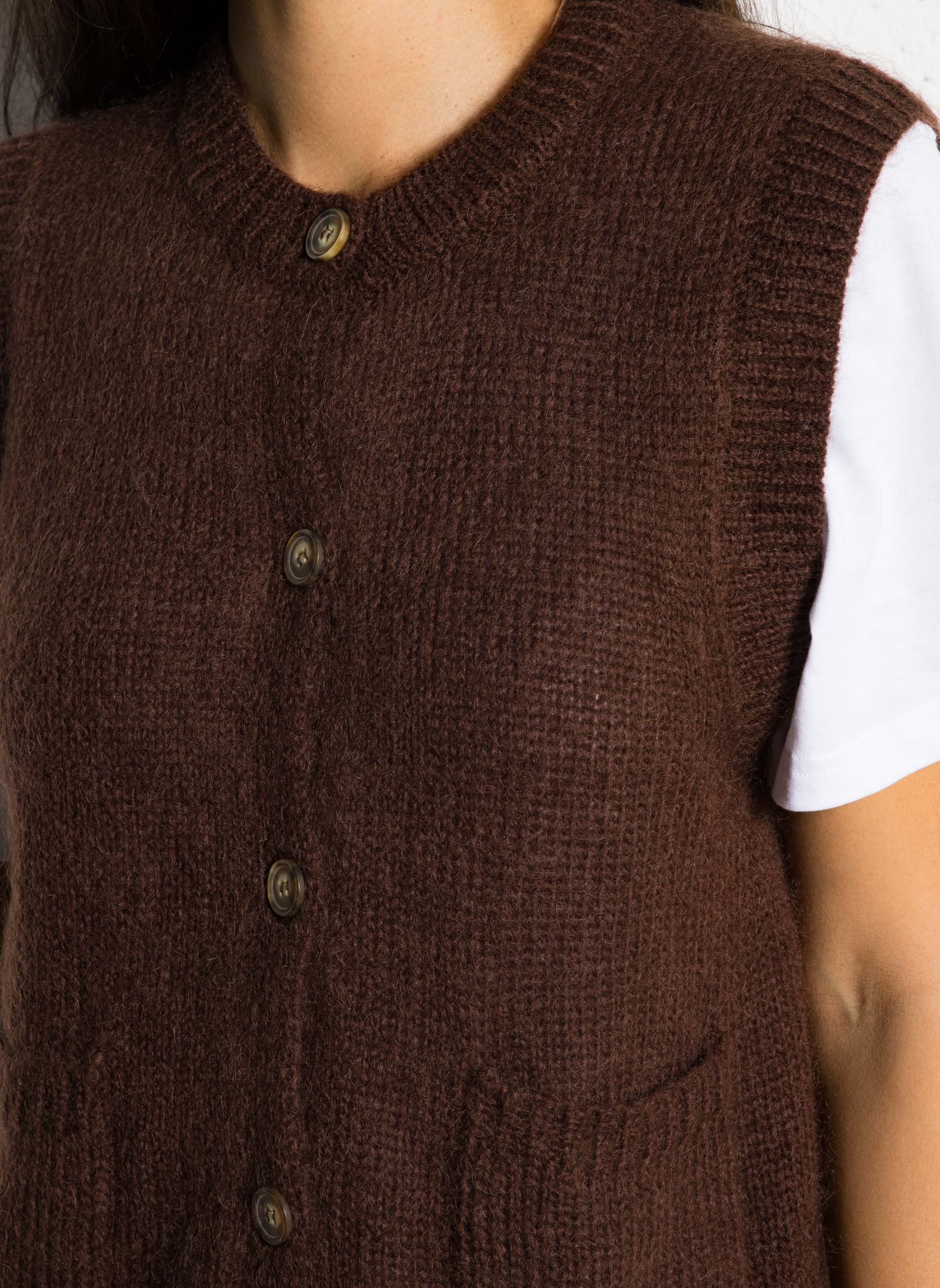 Round-neck mixed-knit cardigan BELLA JONES Green