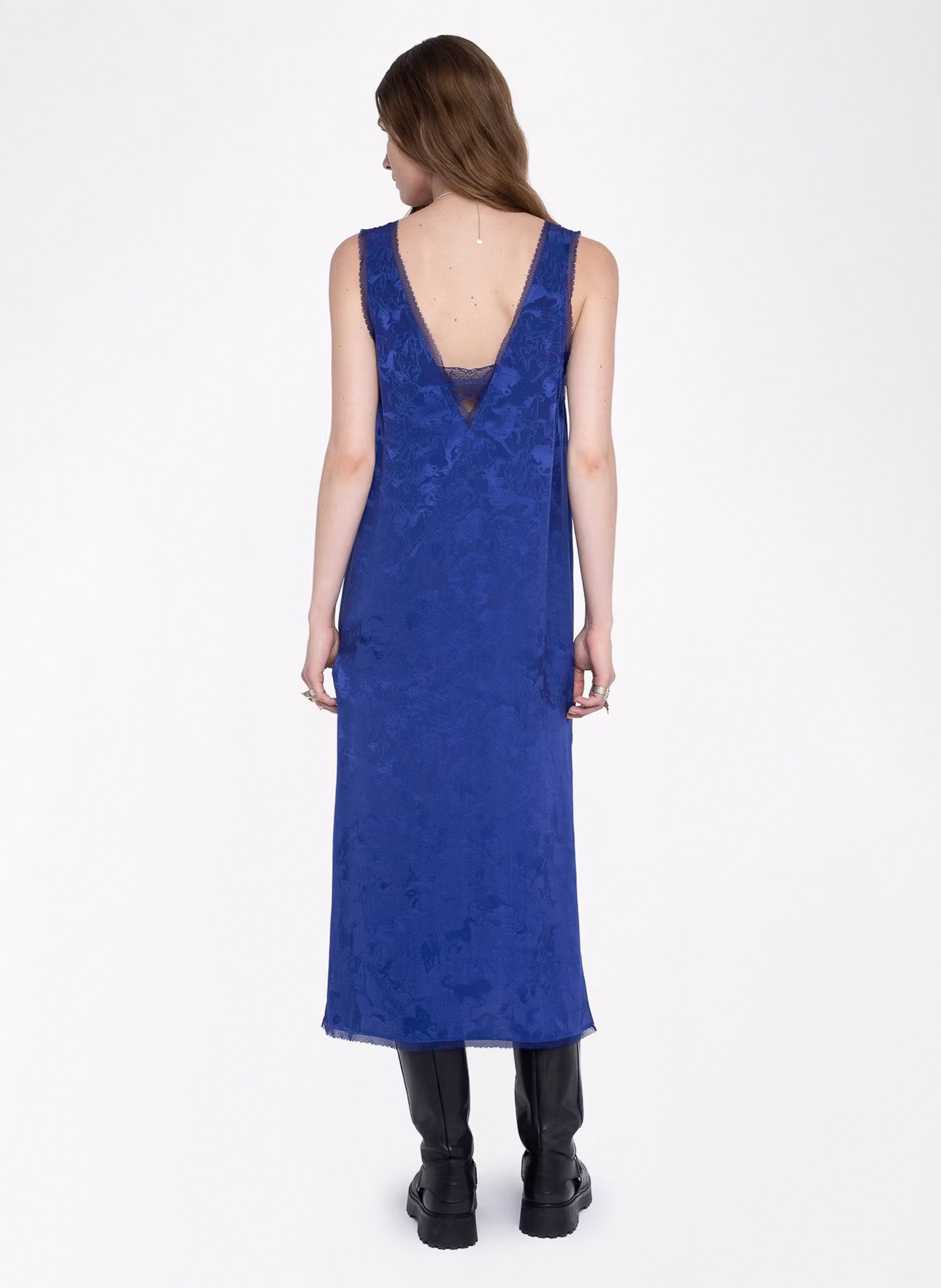 Robe midi col v en soie ZADIG&VOLTAIRE Bleu