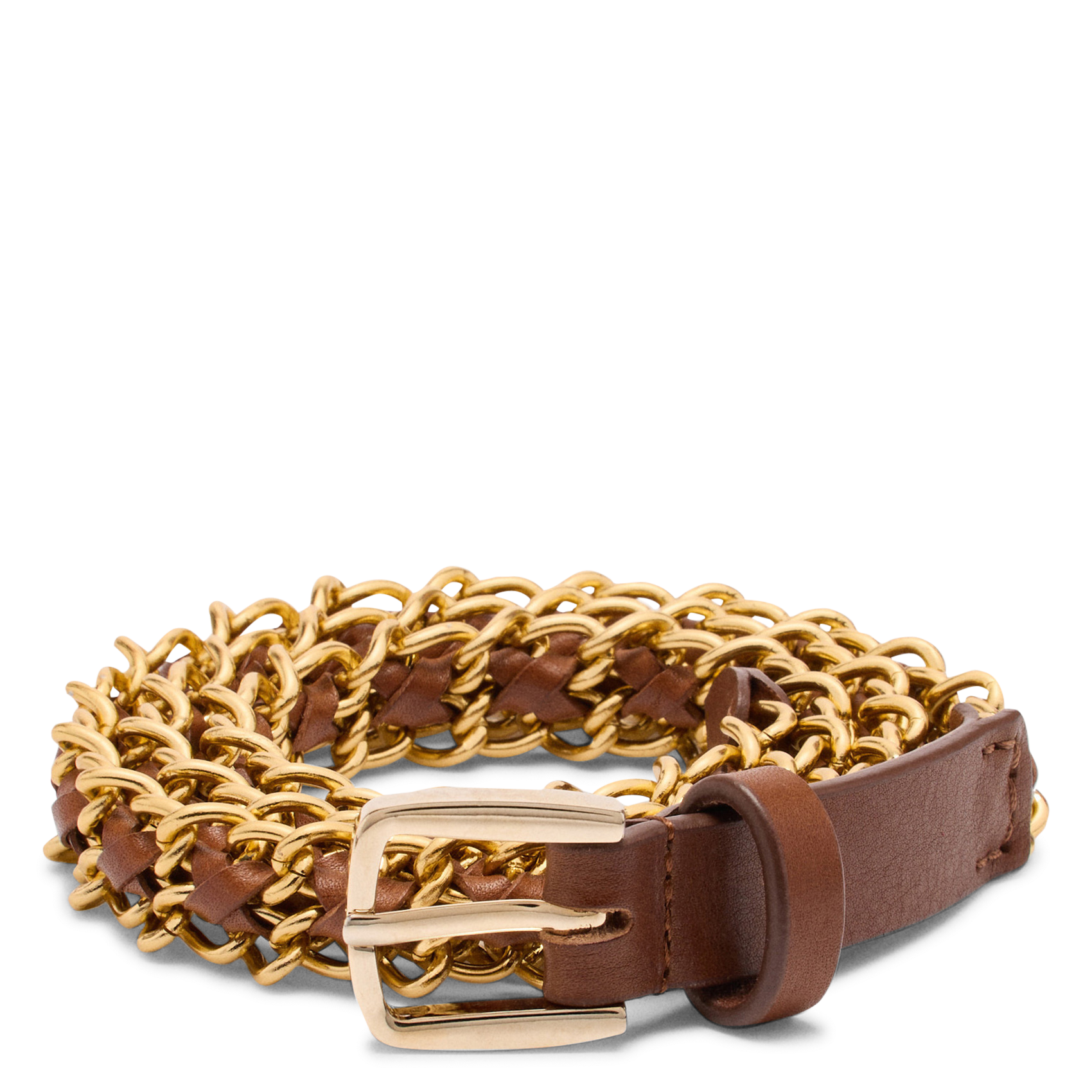 Ceinture à maillons en cuir  BA&SH Marron