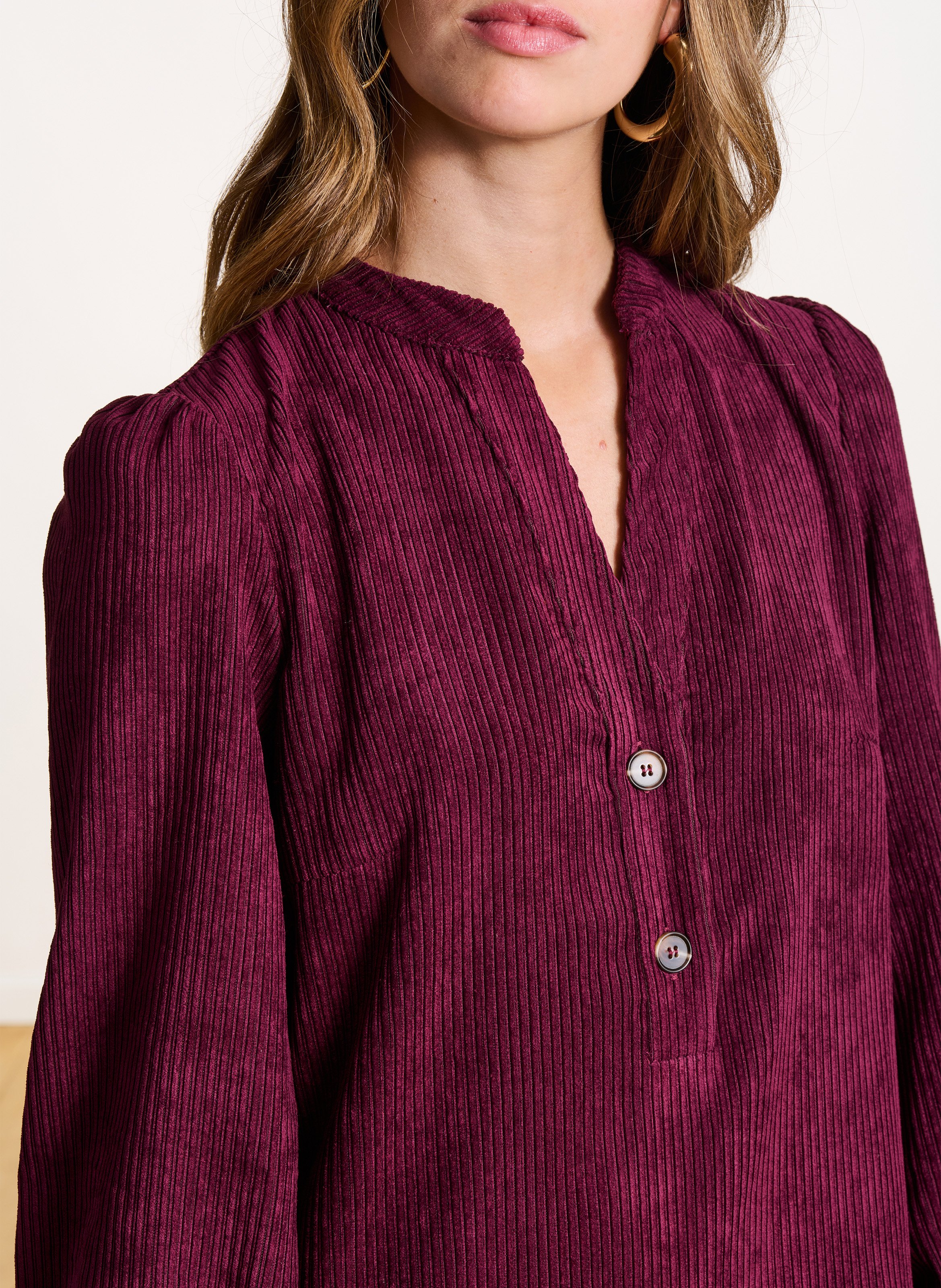 Robe courte droite col tunisien LA FEE MARABOUTEE Marron