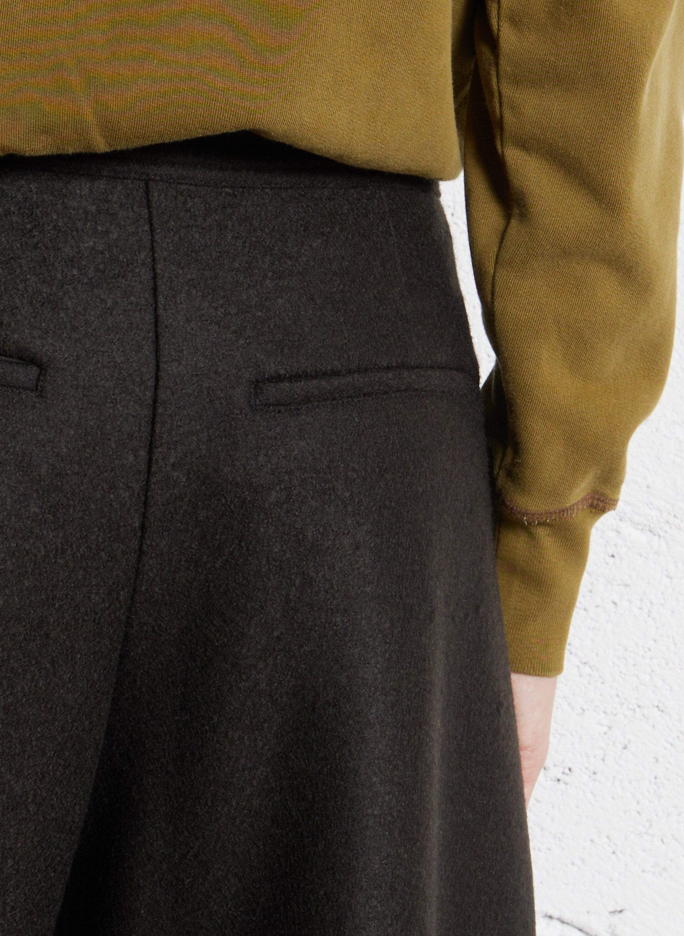 Pantalon large uni en laine SOEUR Vert