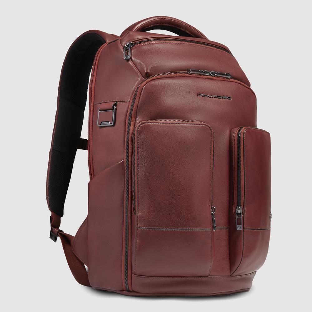 Customizable backpack for computer and iPad® with shock protection and RFID protection PIQUADRO Brown