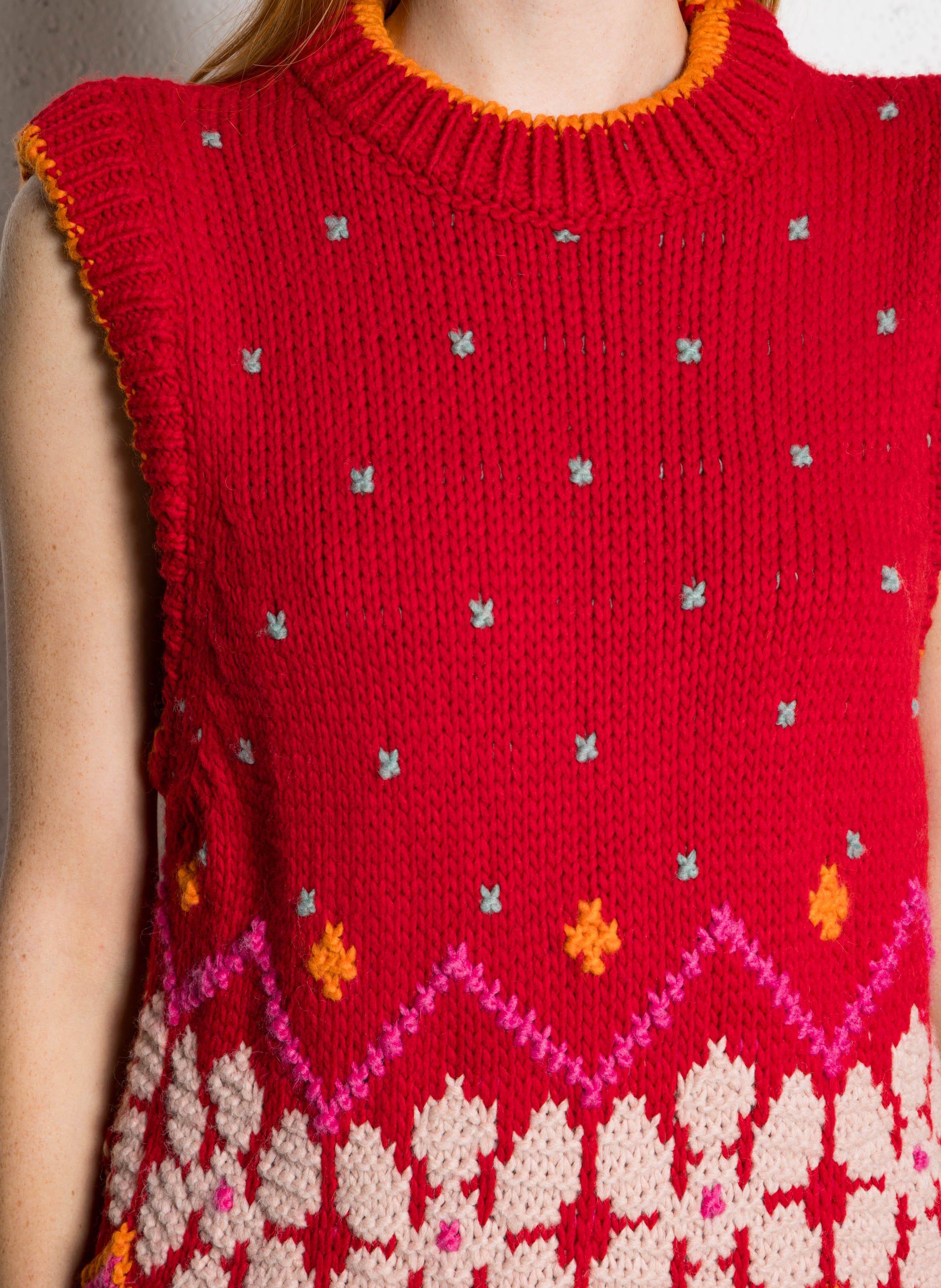 Pull col rond sans manches DR BLOOM Rouge