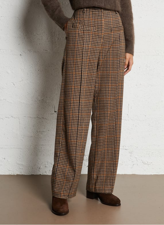 Pantalon large à carreaux | Marron by IMPERIAL Pantalon large à carreaux Marron