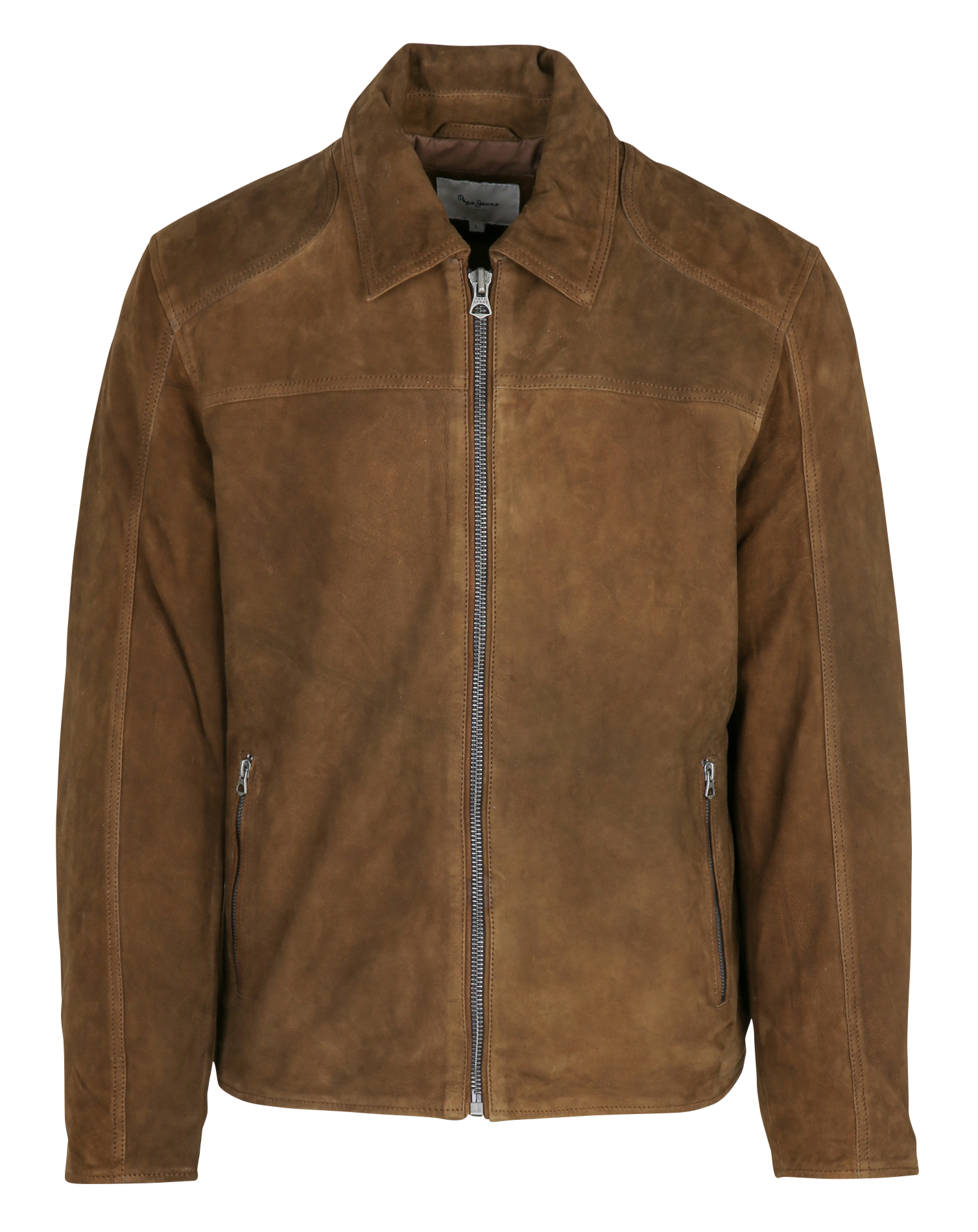 Lambskin leather jacket with classic collar PEPE JEANS Brown