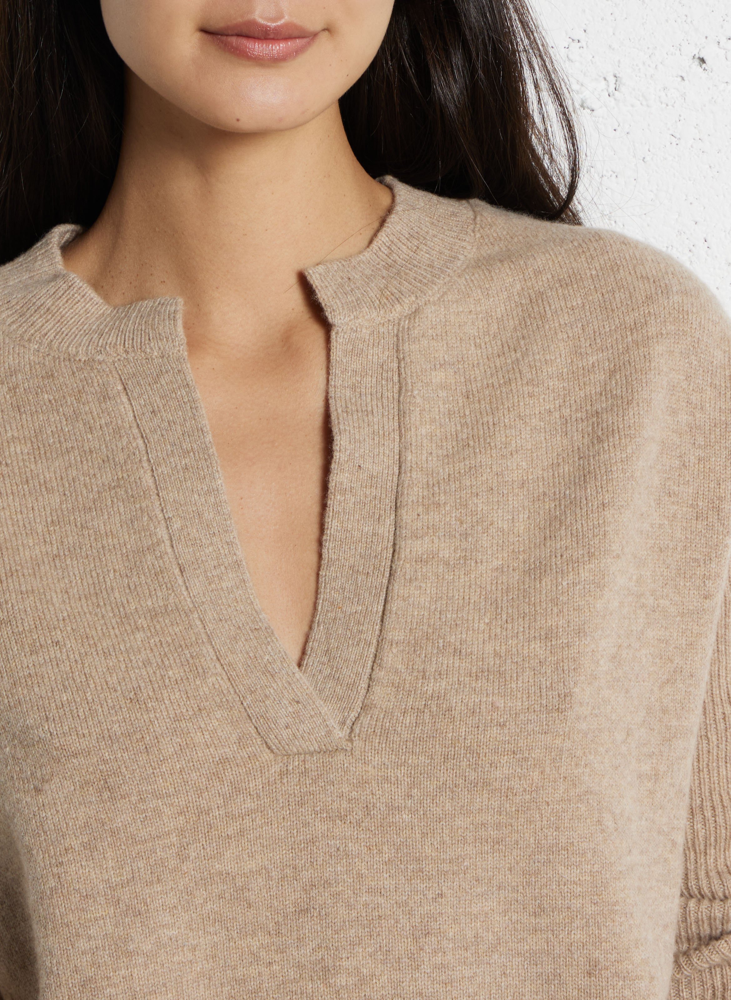 Oversized V-neck wool sweater  SUD EXPRESS Brown