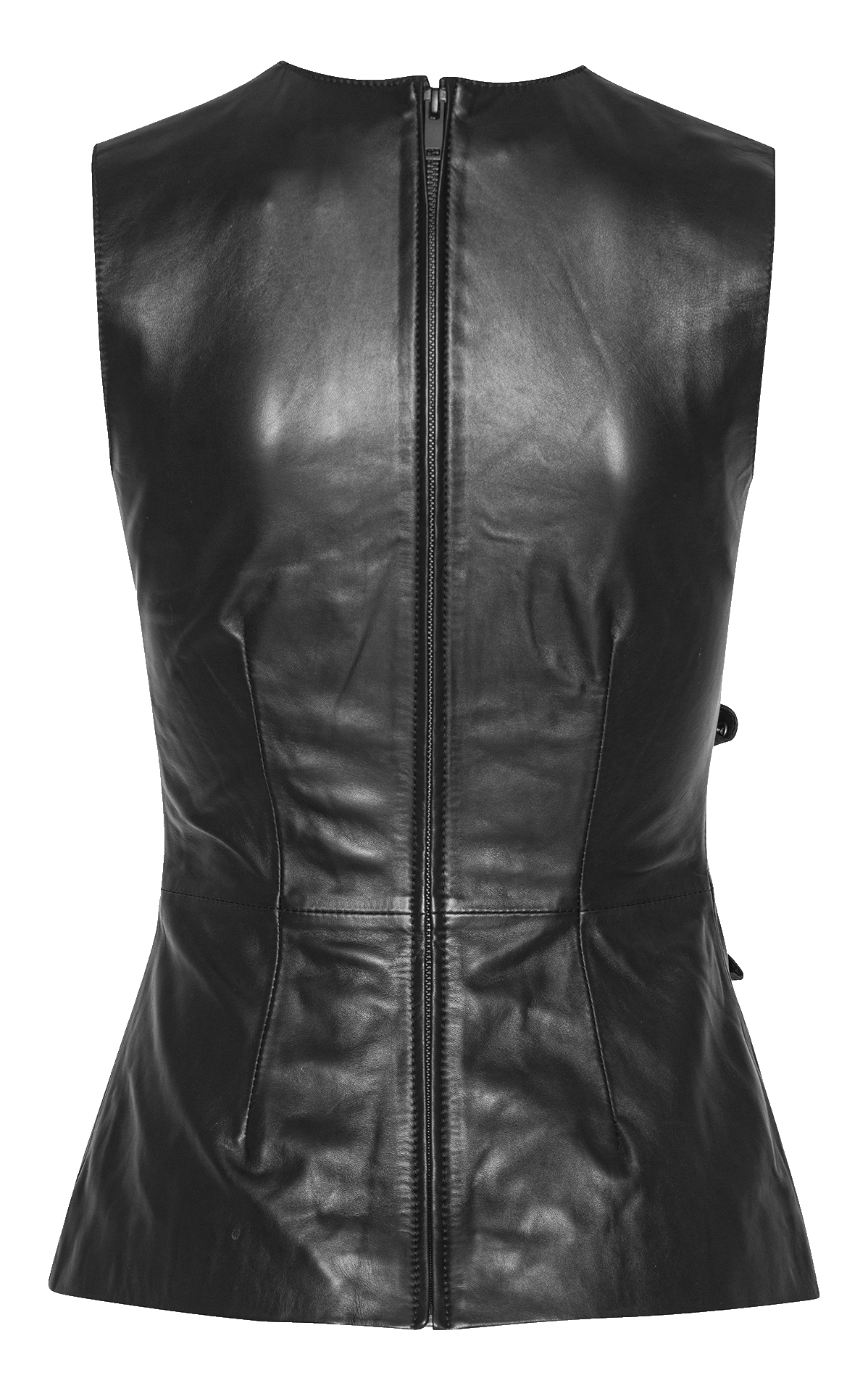 Top sans manches plissé en cuir ROTATE Noir