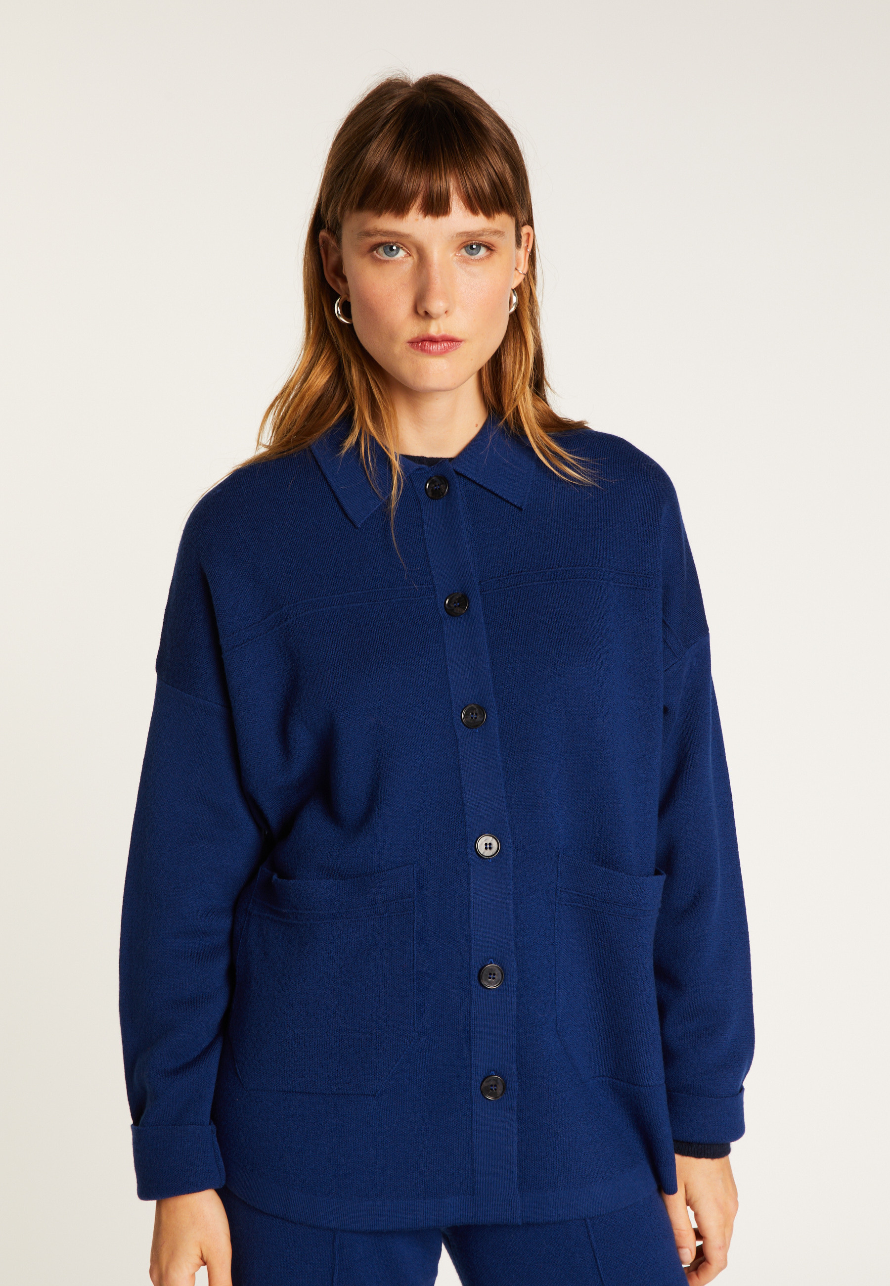 Merino wool jacket MAISON MONTAGUT Blue