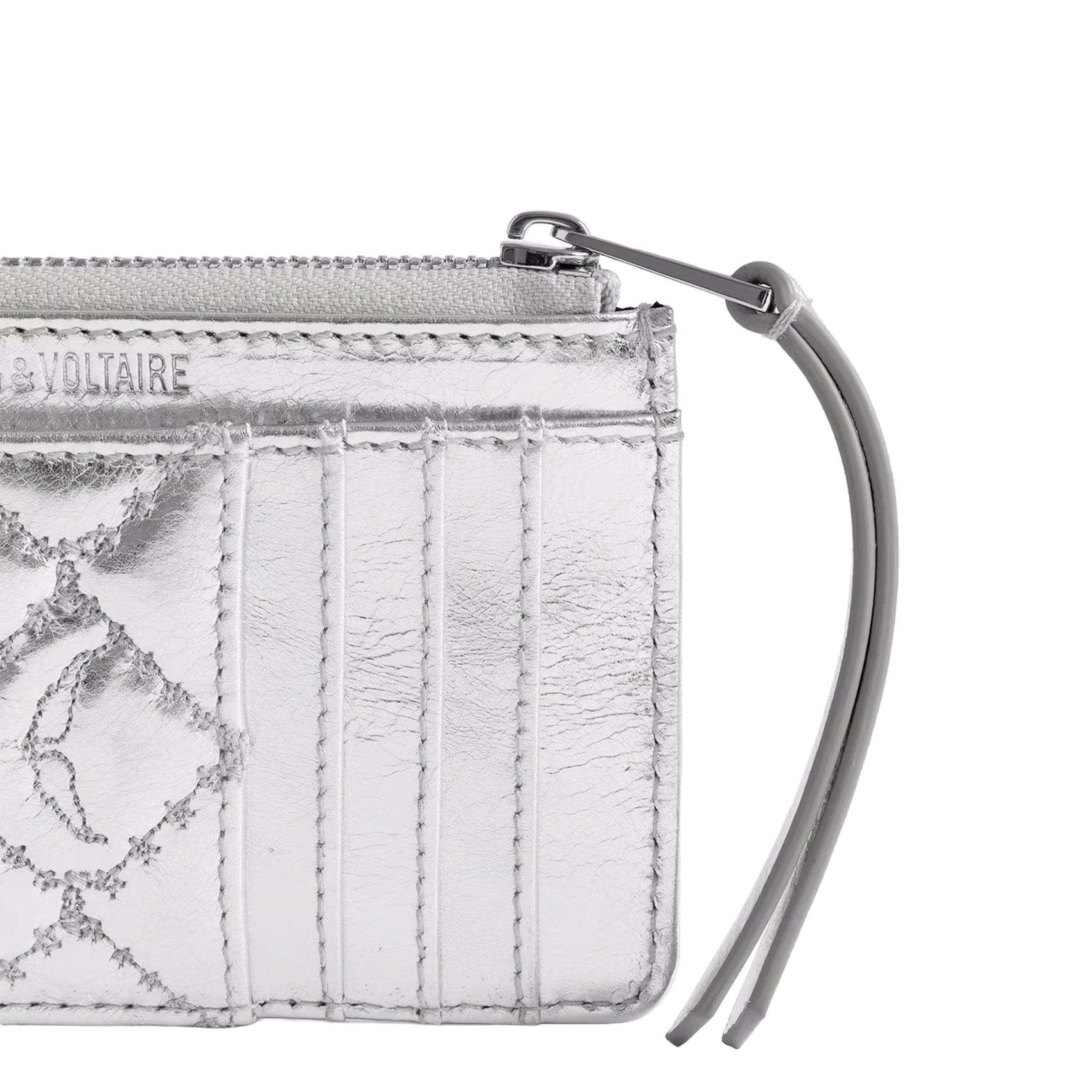 Porte-cartes en cuir métallisé ZADIG&VOLTAIRE Gris