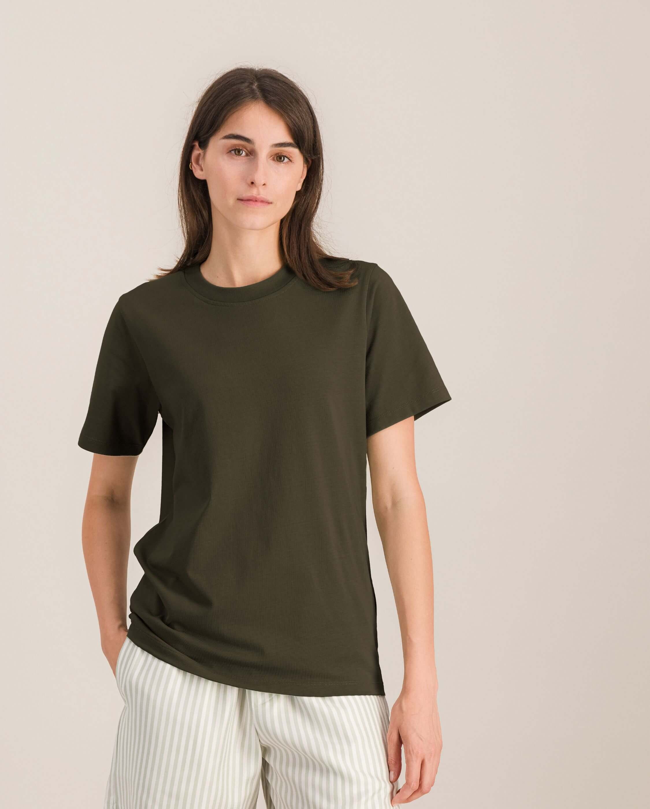Women's organic cotton T-shirt, khaki ANGARDE Green