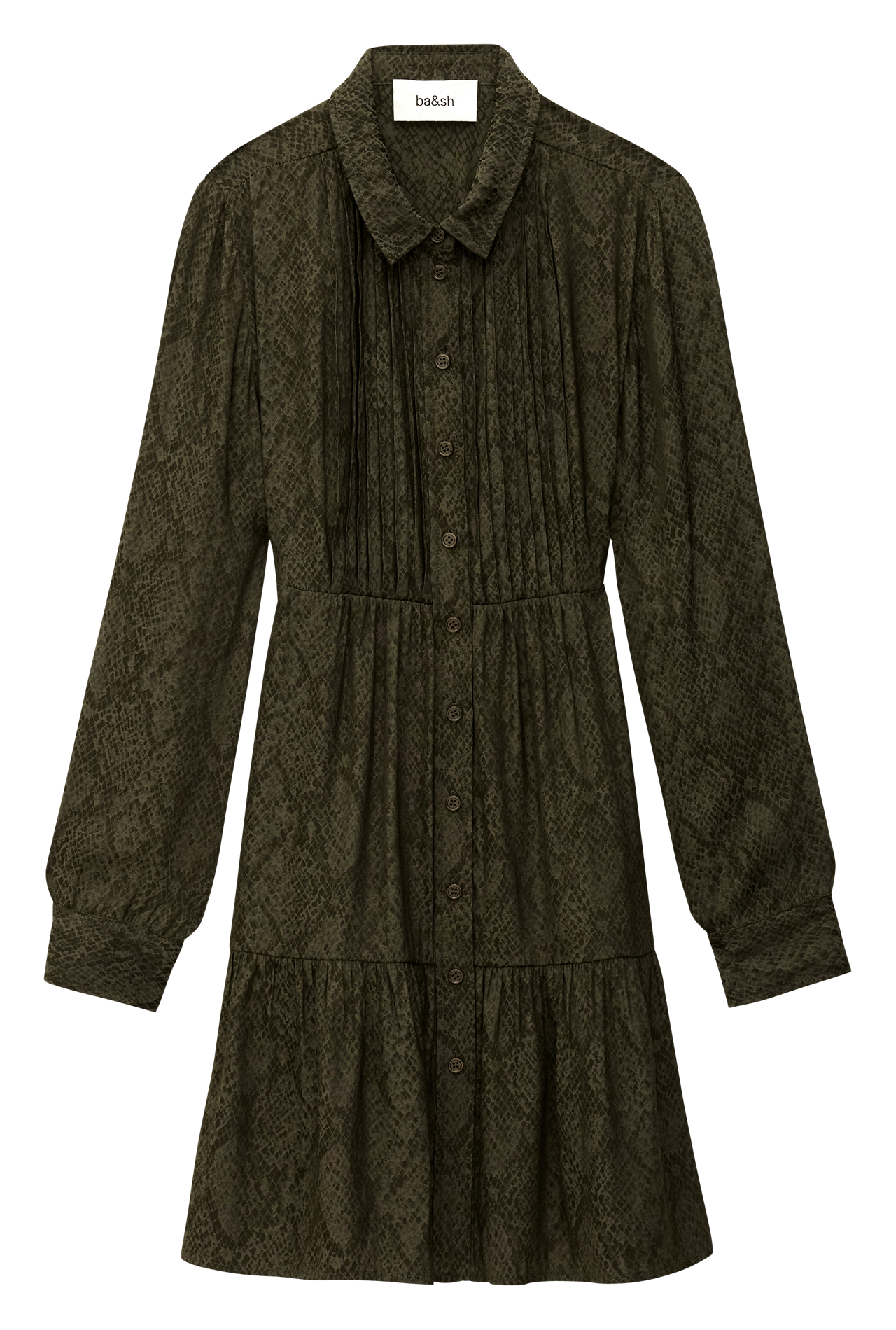 Korte jurk met klassieke kraag en print BA&SH Kaki