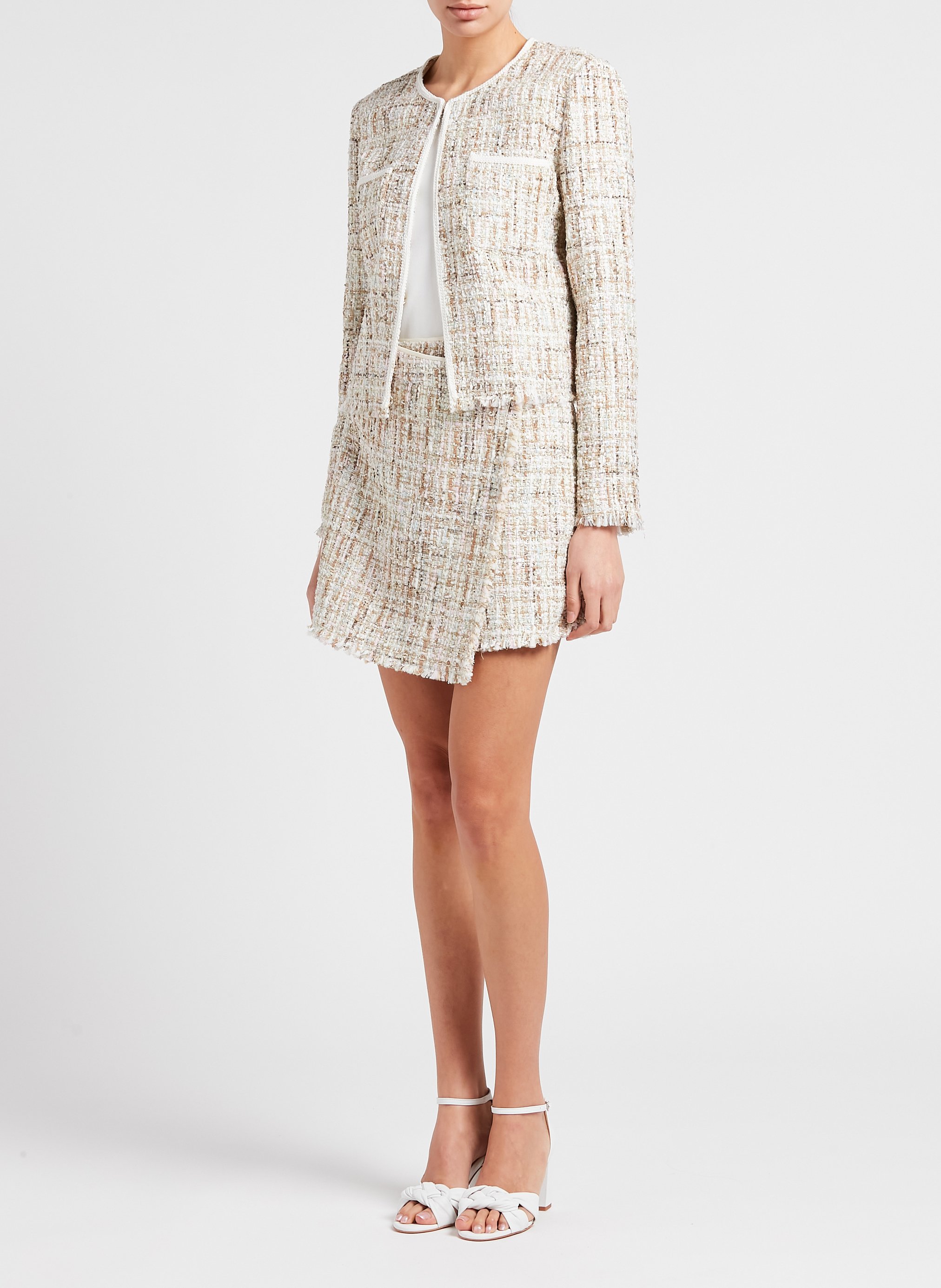 Round-neck tweed jacket TWINSET Beige