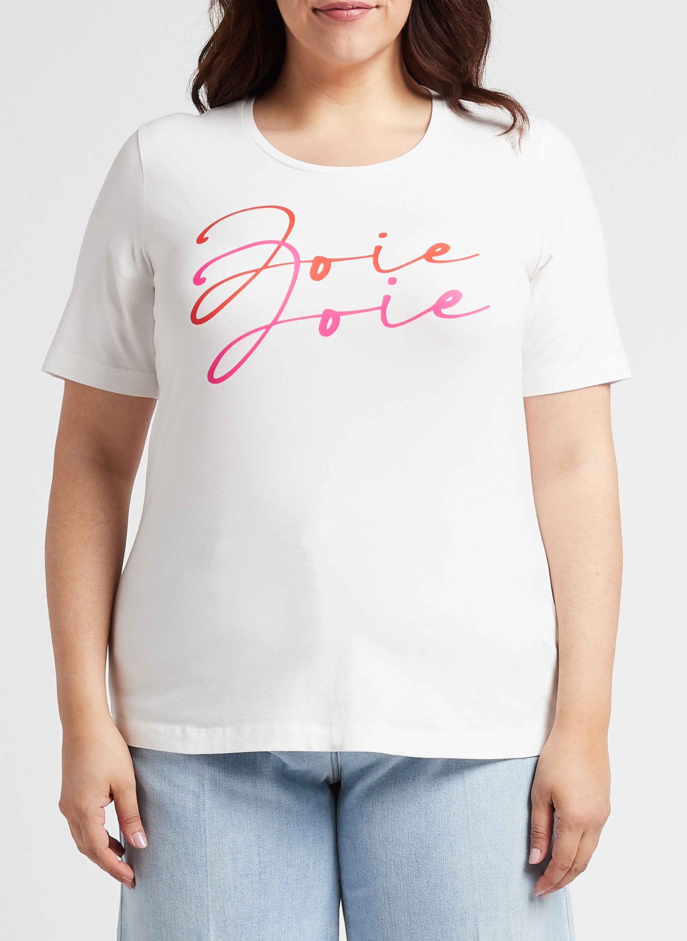 T-Shirt aus Baumwoll-Mix mit Siebdruck PERSONA by Marina Rinaldi Weiss