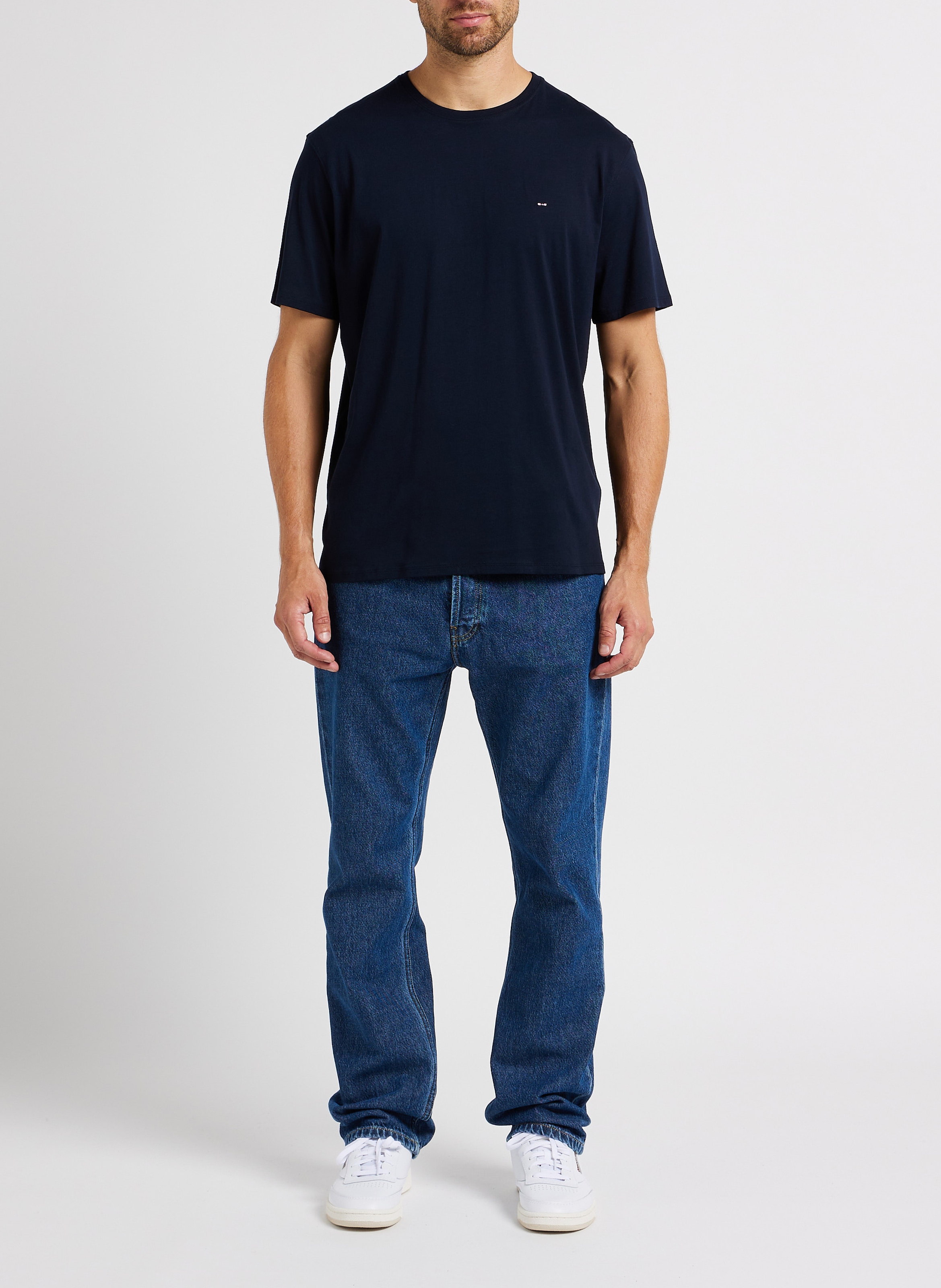 Tee-shirt droit col rond en coton EDEN PARK Bleu