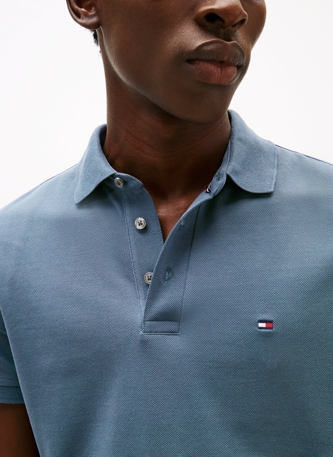 Short-sleeved slim-fit organic cotton polo shirt TOMMY HILFIGER Blue