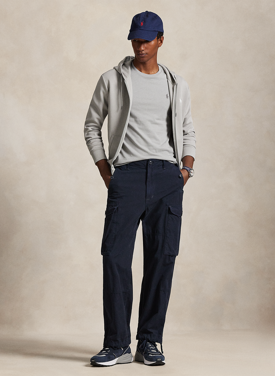 Tee-shirt col rond slim-fit en coton POLO RALPH LAUREN Gris