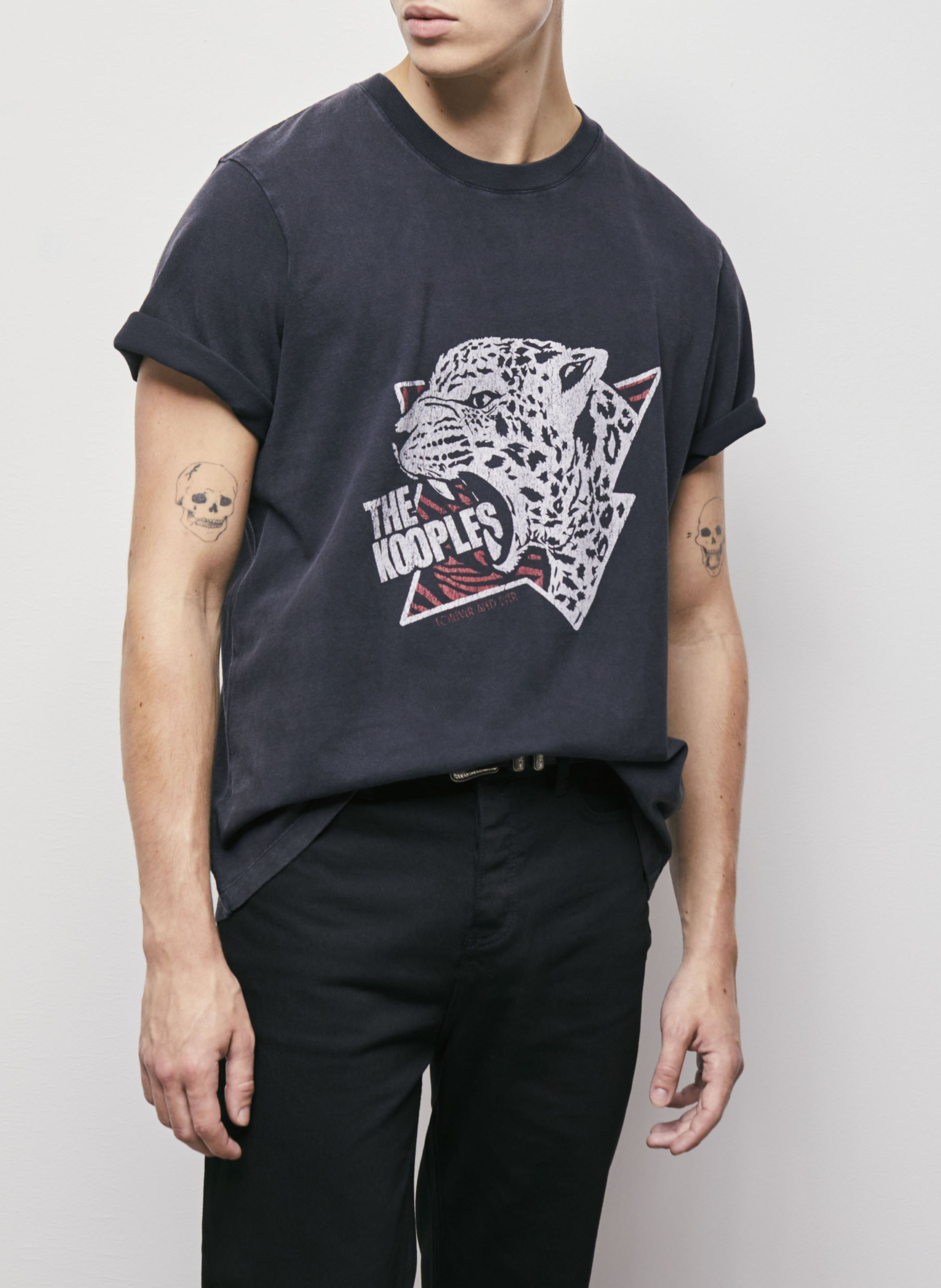 Tee-shirt col rond en coton sérigraphié  THE KOOPLES Bleu