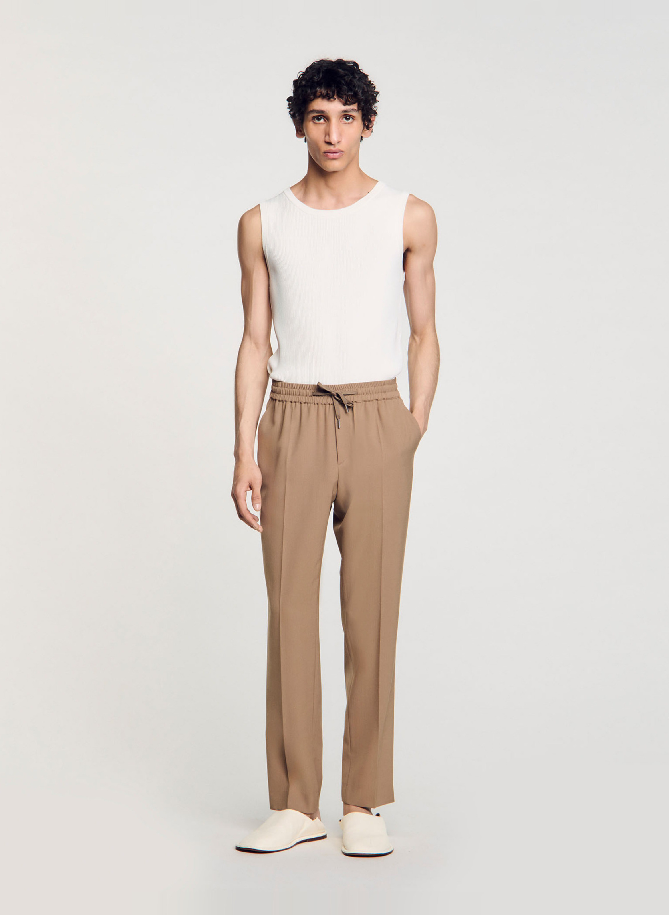 Pantalon droit élastiqué SANDRO Marron