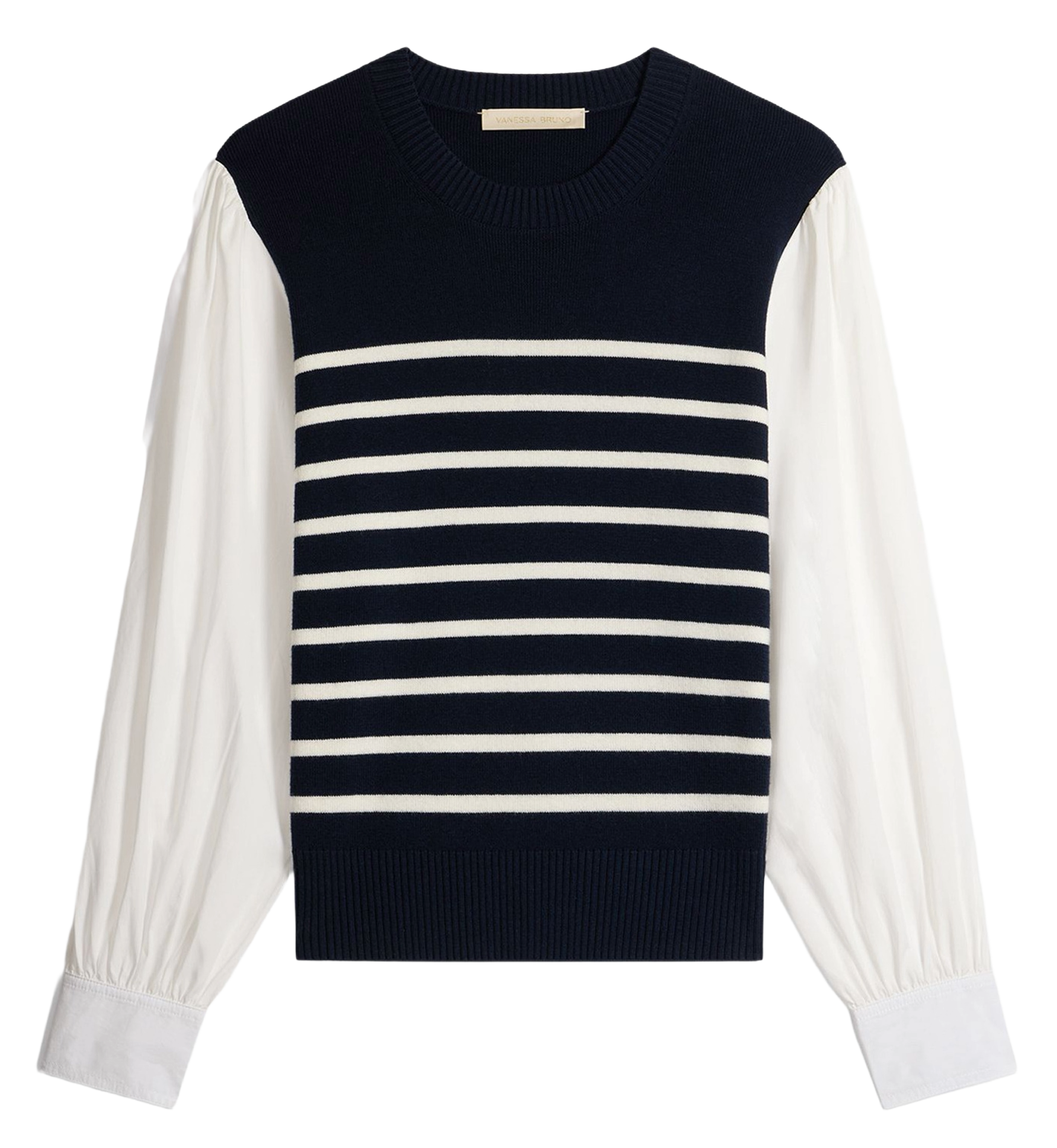 Striped wool sweater with cotton sleeves VANESSA BRUNO Blue