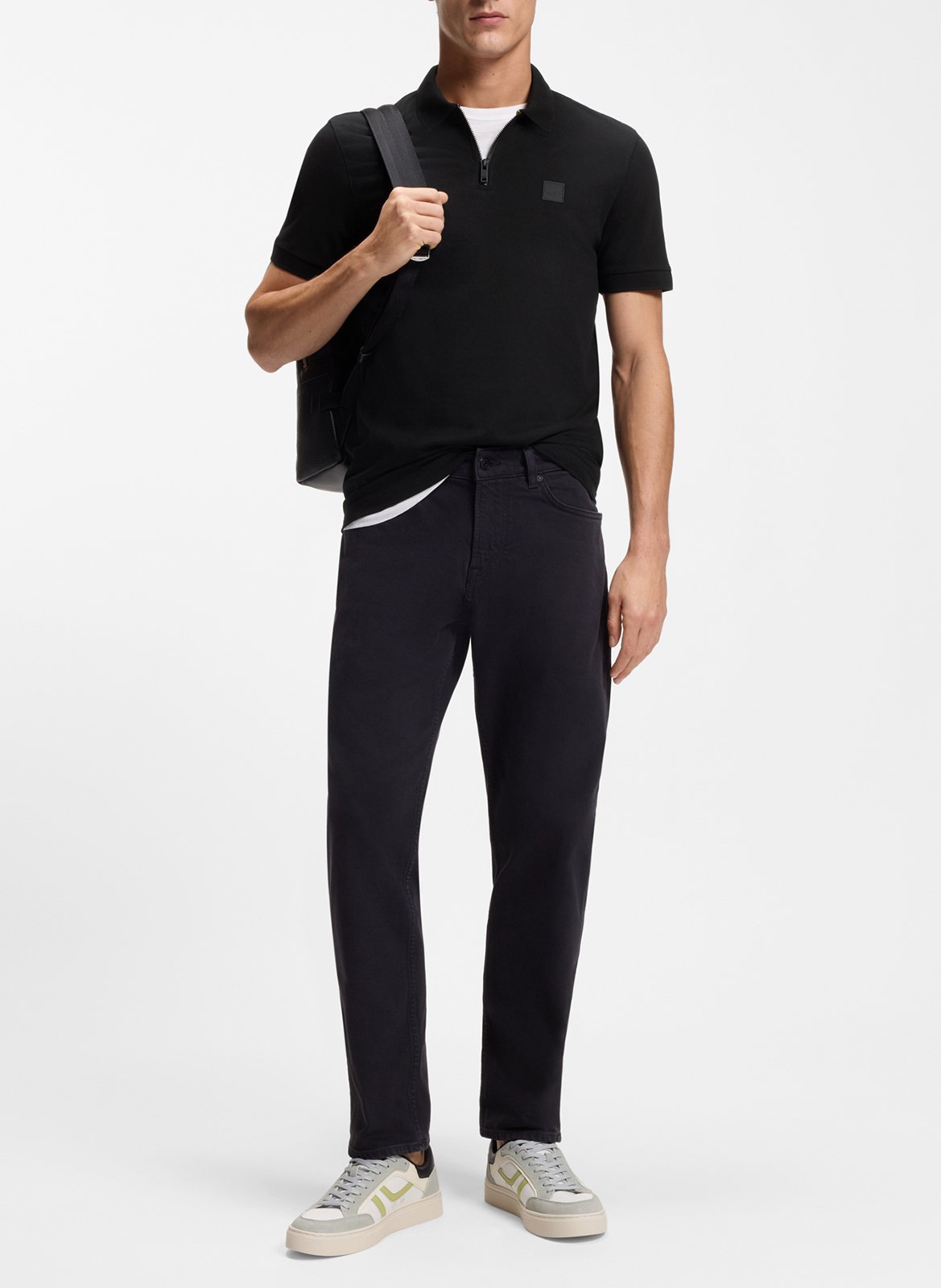 Slim-fit cotton-blend polo shirt BOSS Black