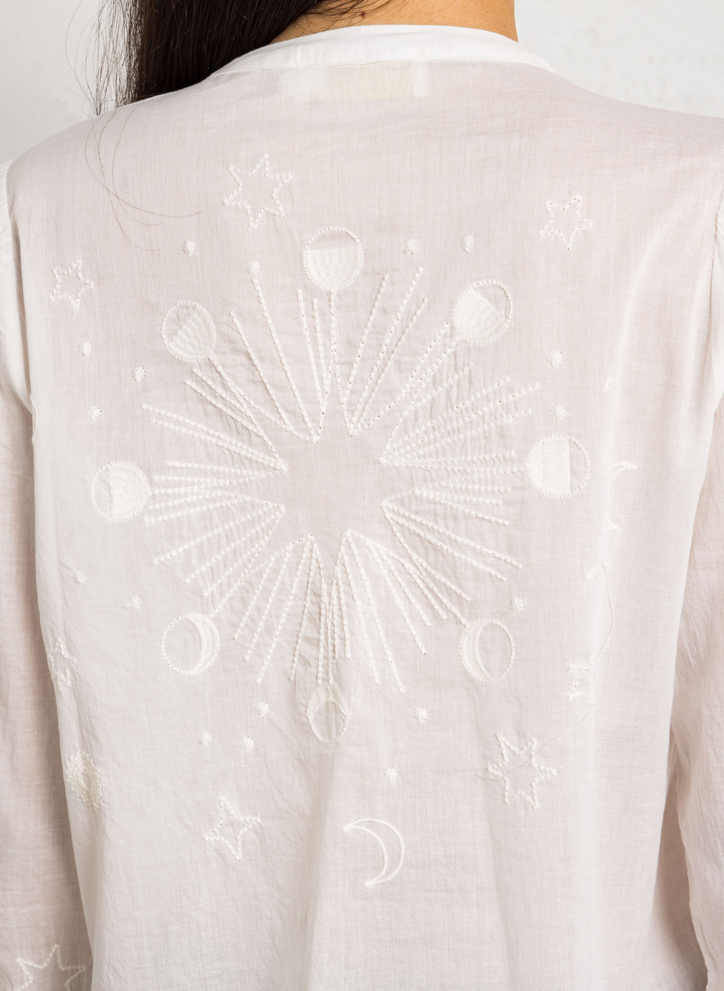 Embroidered cotton tunic collar blouse LA PETITE ETOILE Beige