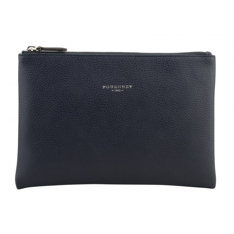 Calfskin leather shoulder bag POURCHET Blue