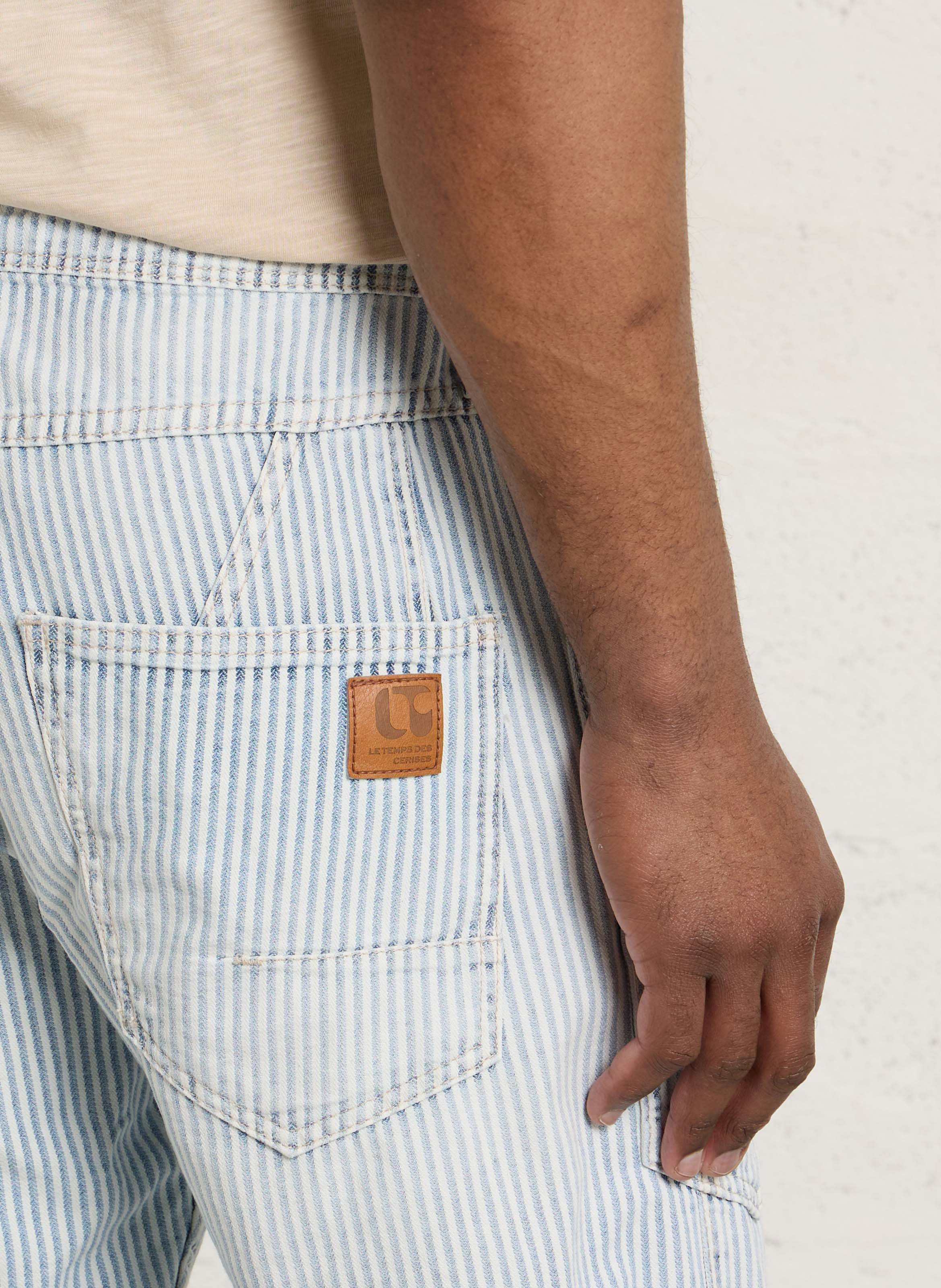 Gerade gestreifte Cordjeans LE TEMPS DES CERISES Blau