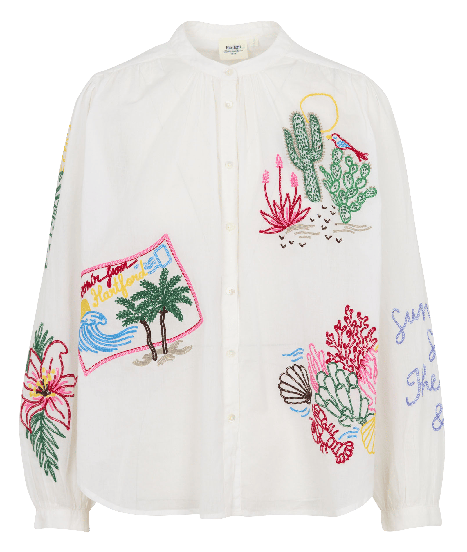 Oversized cotton shirt with embroidered collar HARTFORD Multicolored