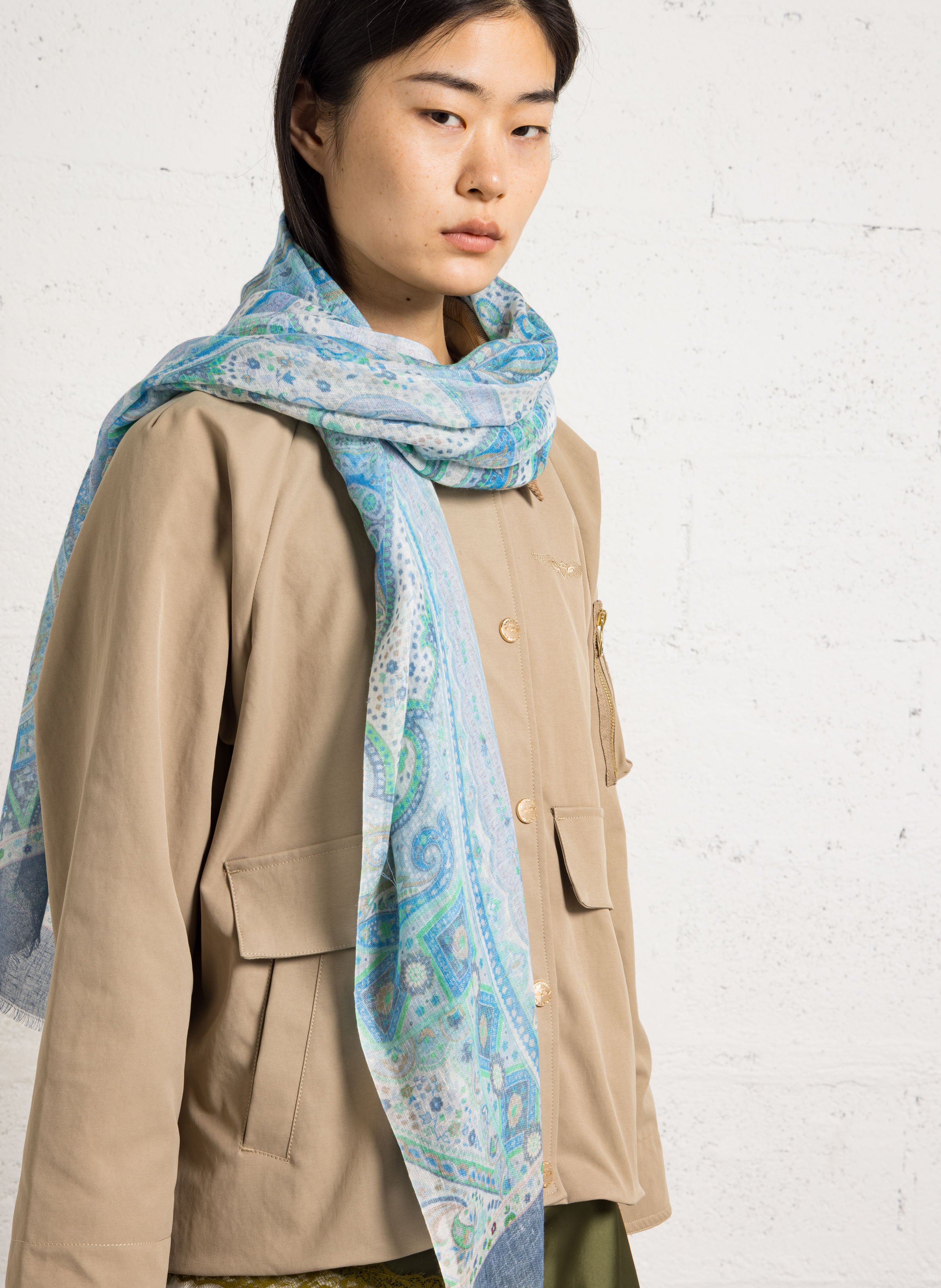 Printed rectangular floaty scarf SUD EXPRESS Blue